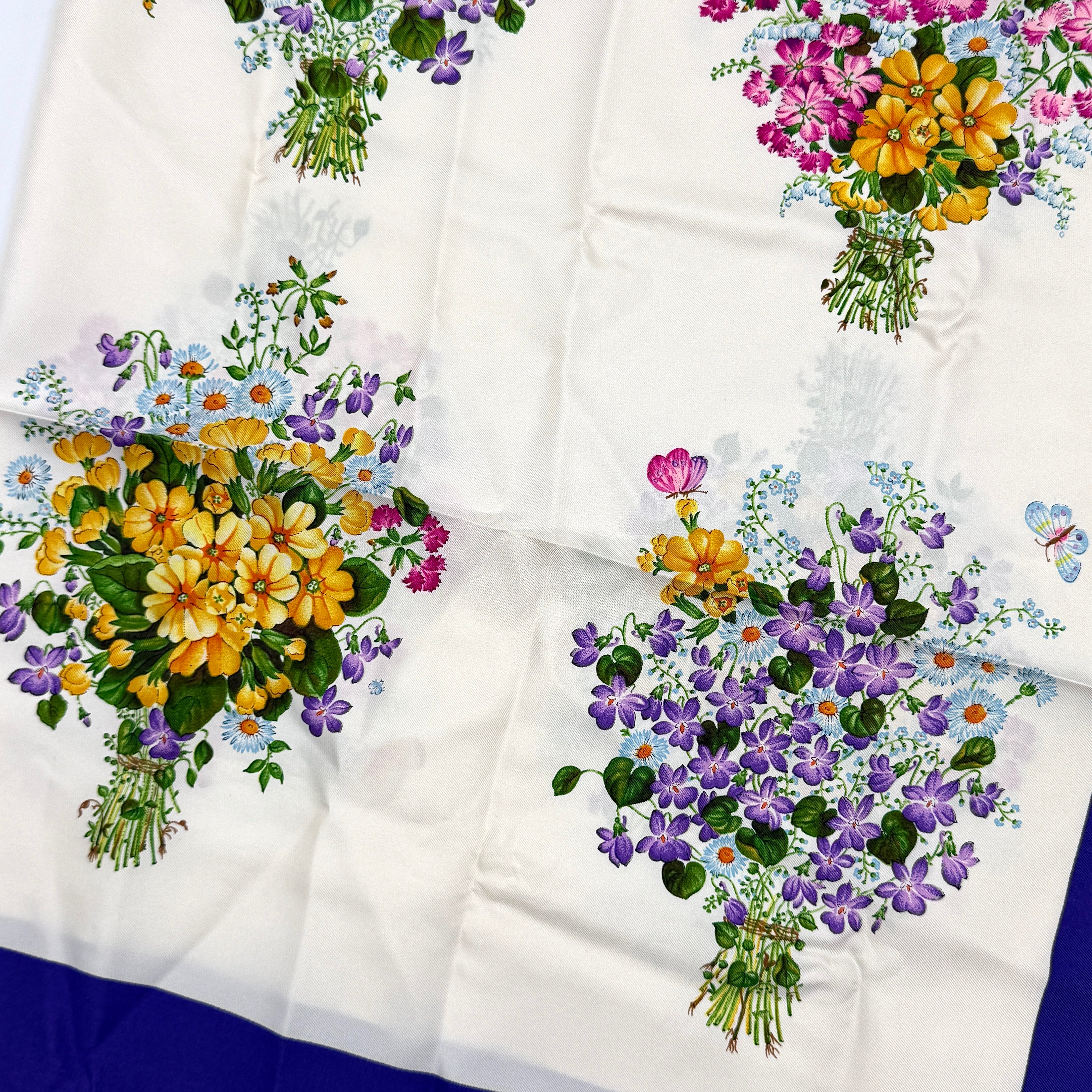 Gucci Flora Silk Scarf Blue Multicolor