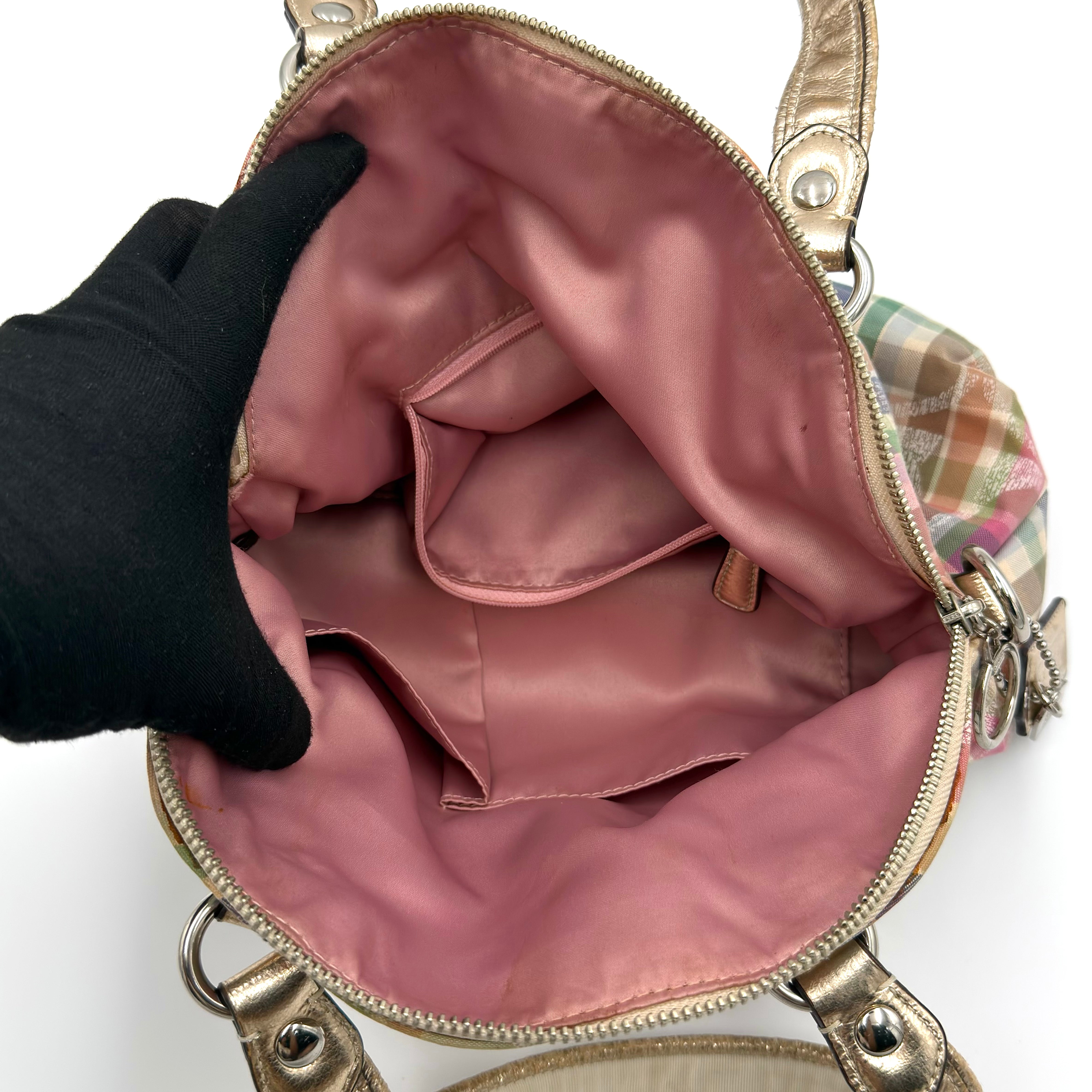 Coach 2Way Poppy Madras Tartan Shoulder Bag Multicolor