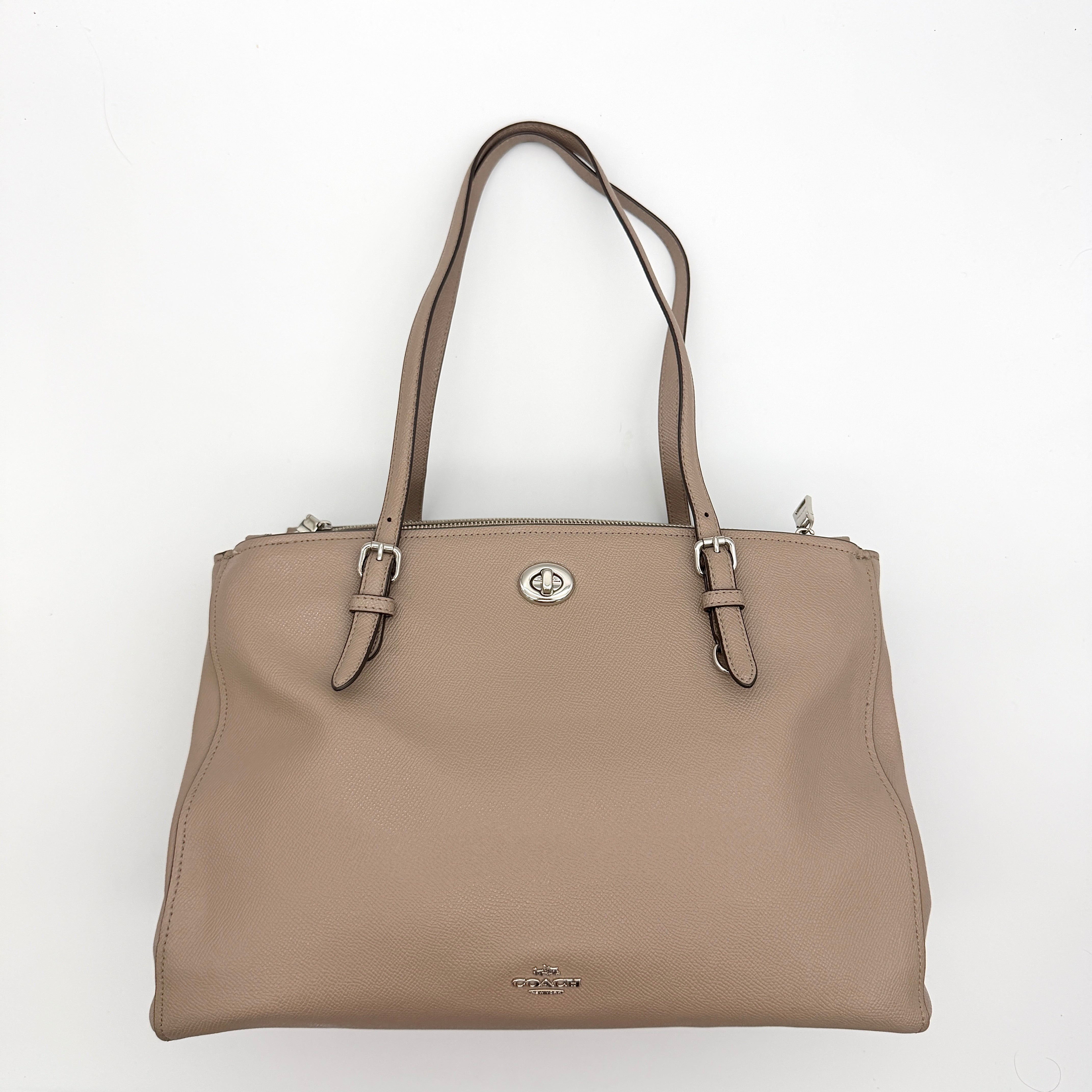 Coach Turnlock Carryall Shoulder Bag Light Brown
