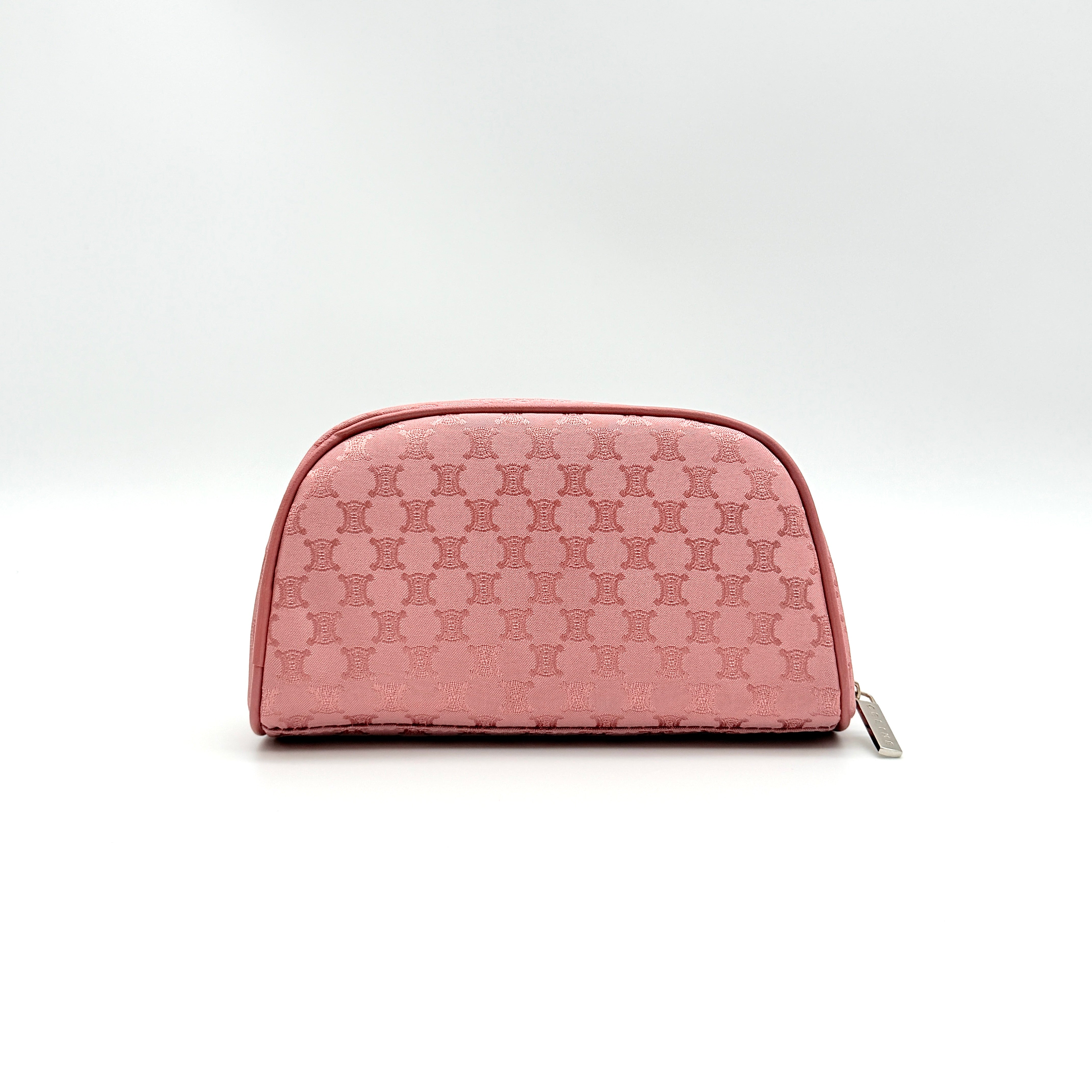 Celine Triomphe Monogram pink pouch set with Macadam Sakura towel, presented in the original Celine box.