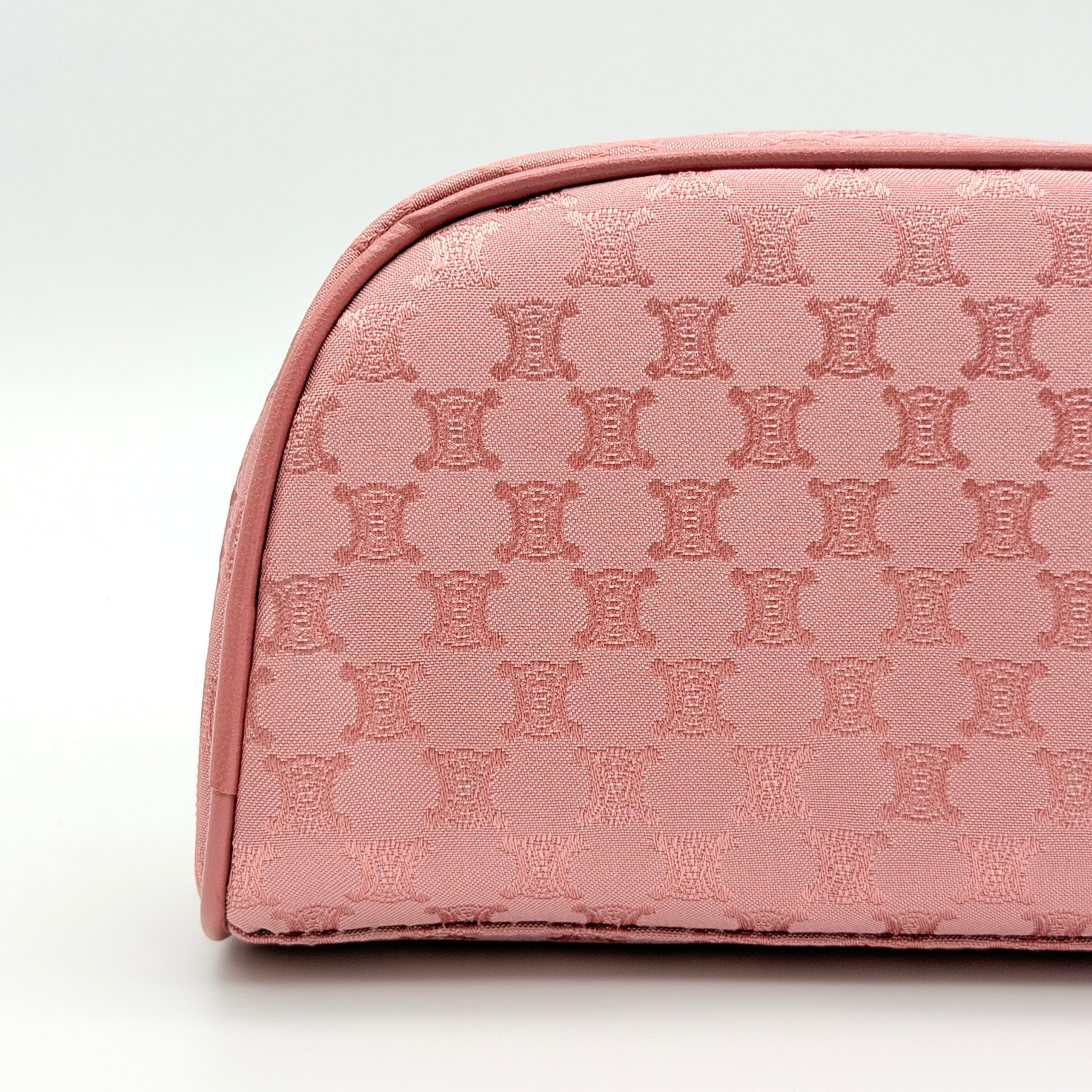 Celine Triomphe Monogram pink pouch set with Macadam Sakura towel, presented in the original Celine box.