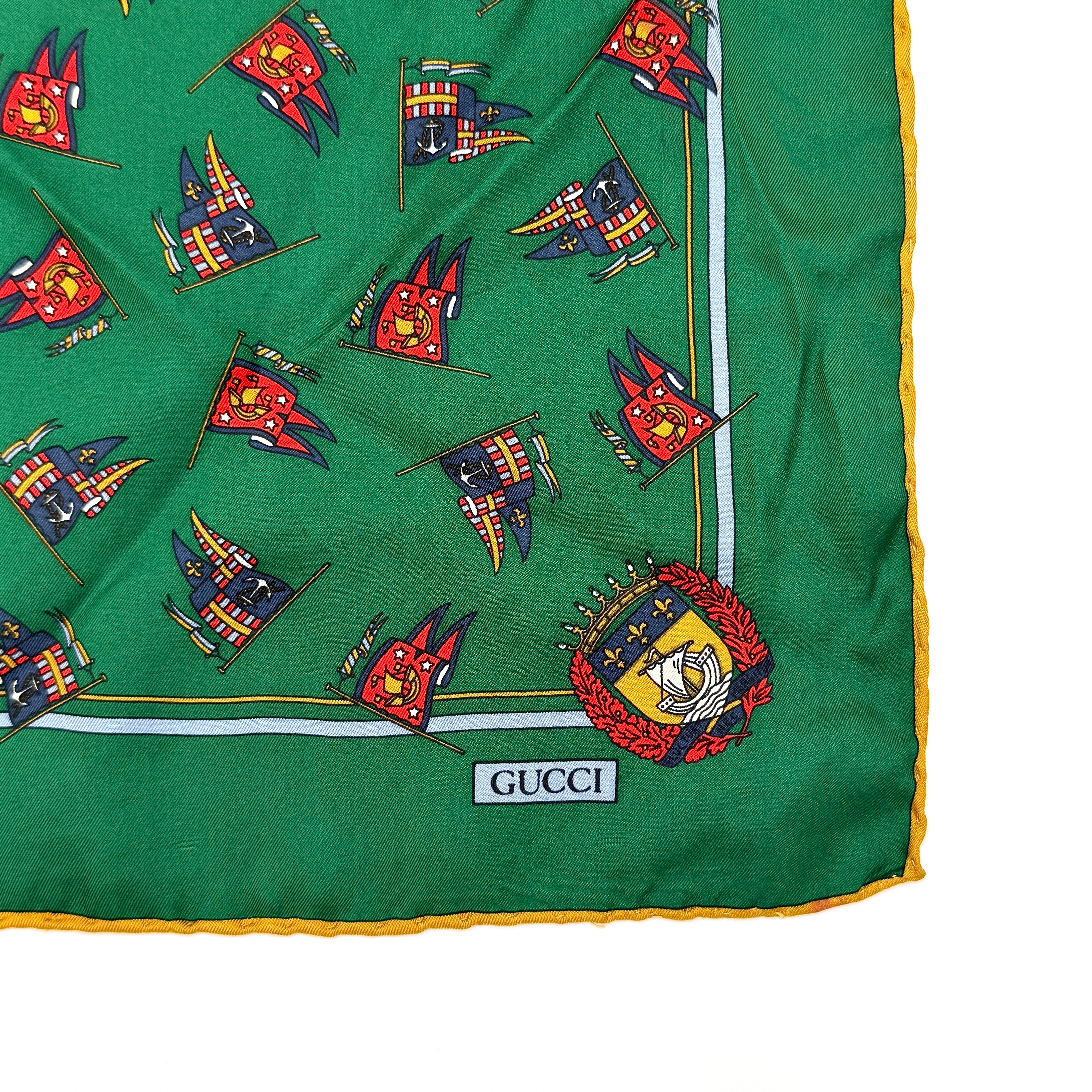 Gucci Patterned Silk Pocket Square Green