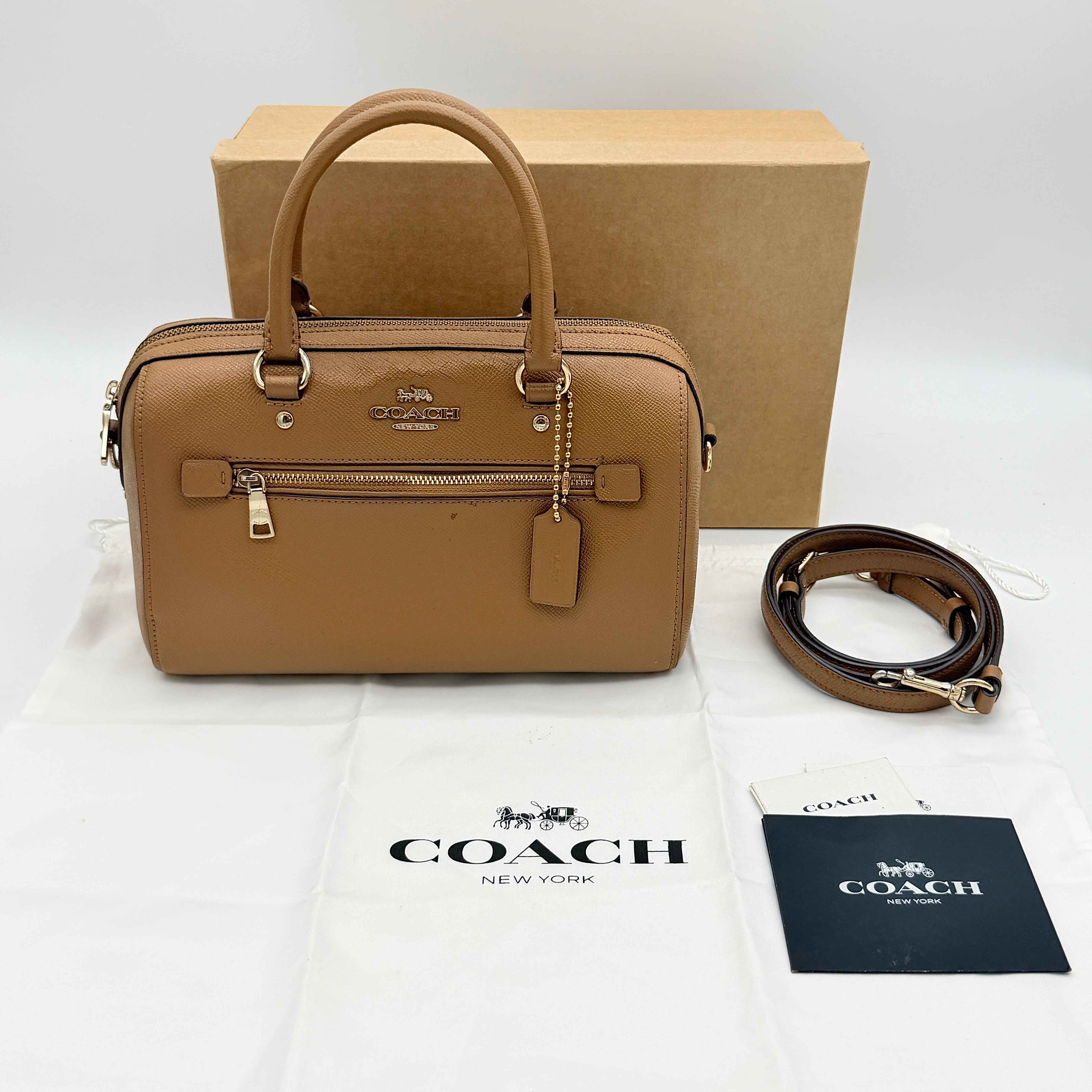 Coach 2Way Signature Rowan Satchel Handbag Brown