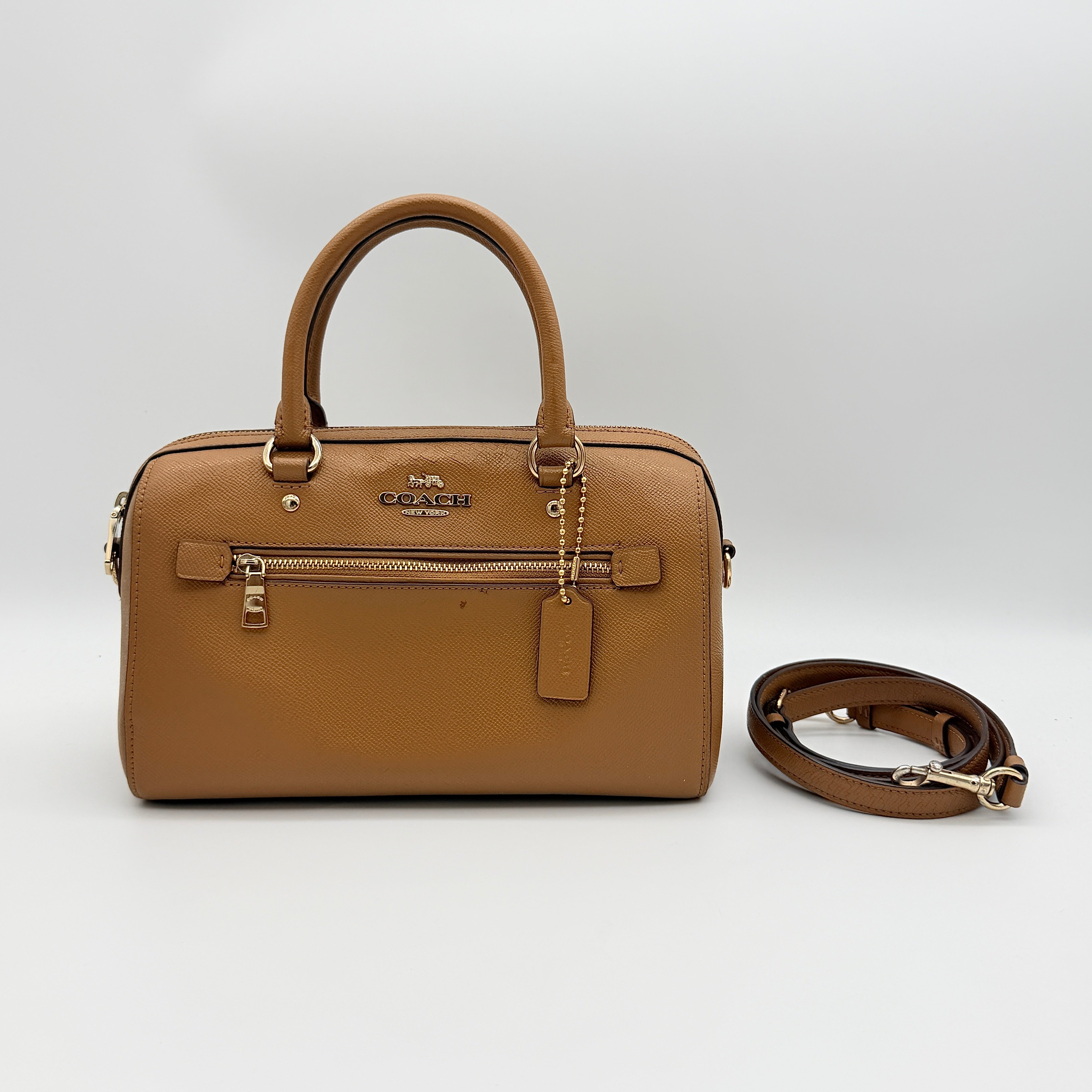 Coach 2Way Signature Rowan Satchel Handbag Brown