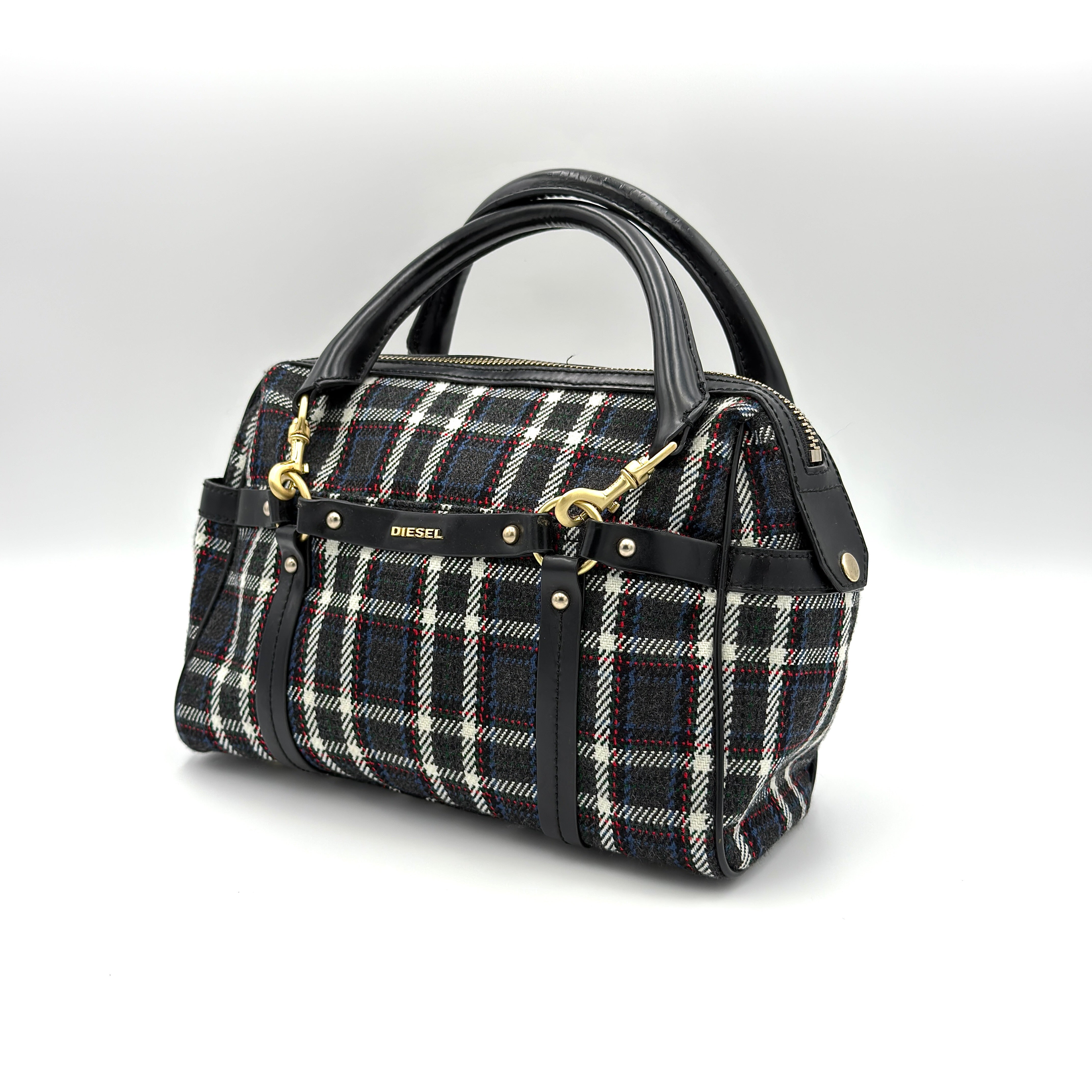 Diesel 2Way Tartan Plaid Handbag Multicolor