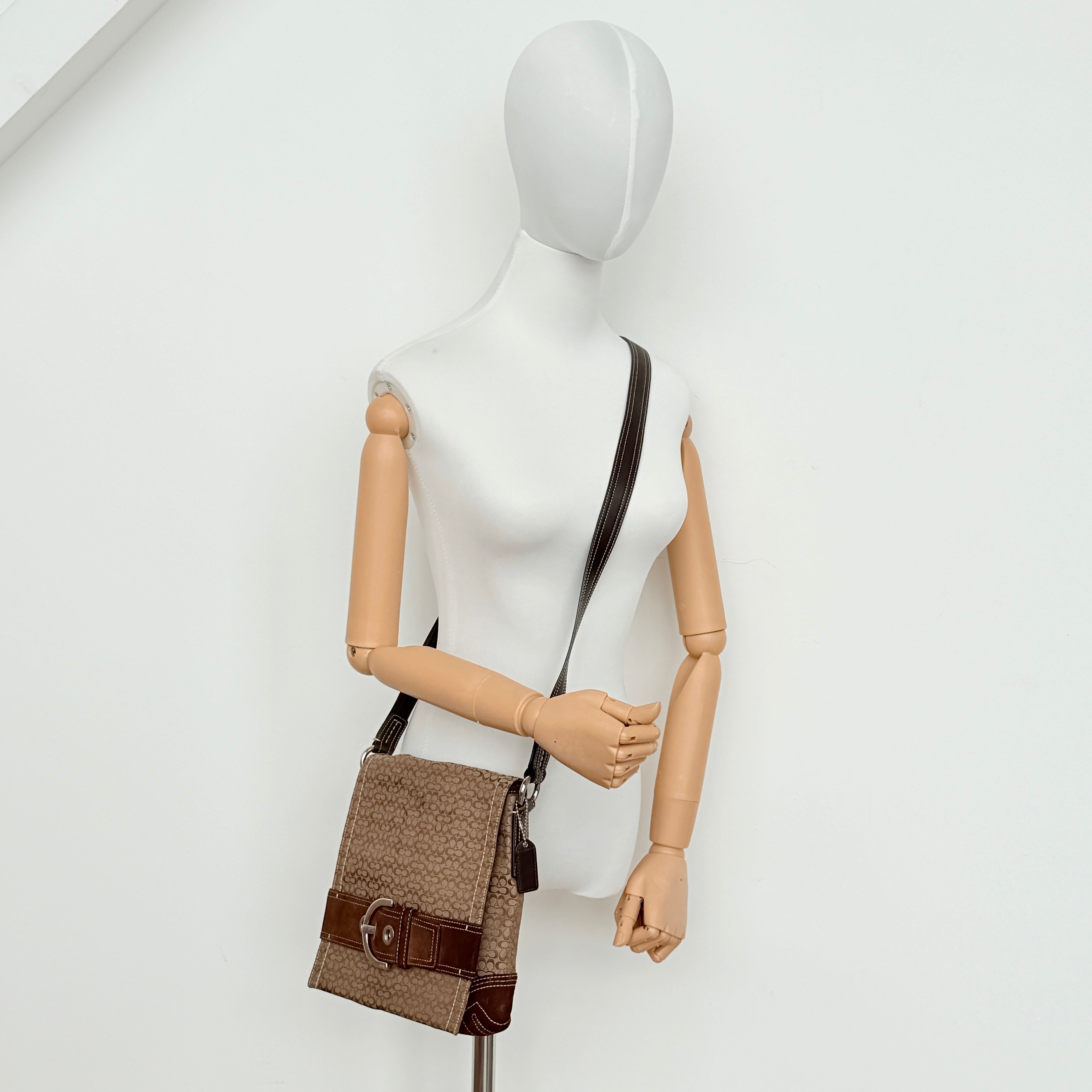Coach Signature Soho Flap Crossbody Bag Brown