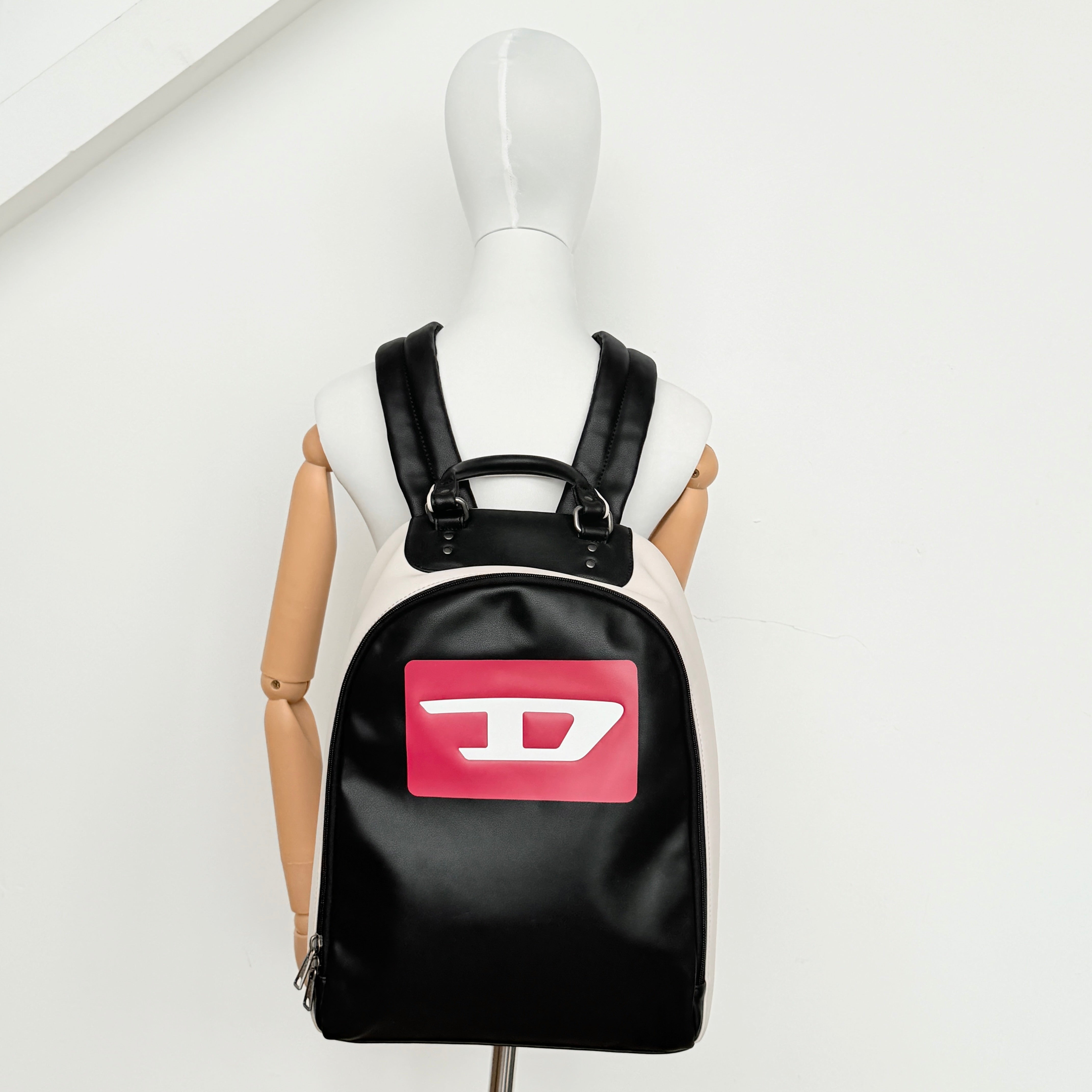 Diesel D-Logo Colorblock Backpack White/Black
