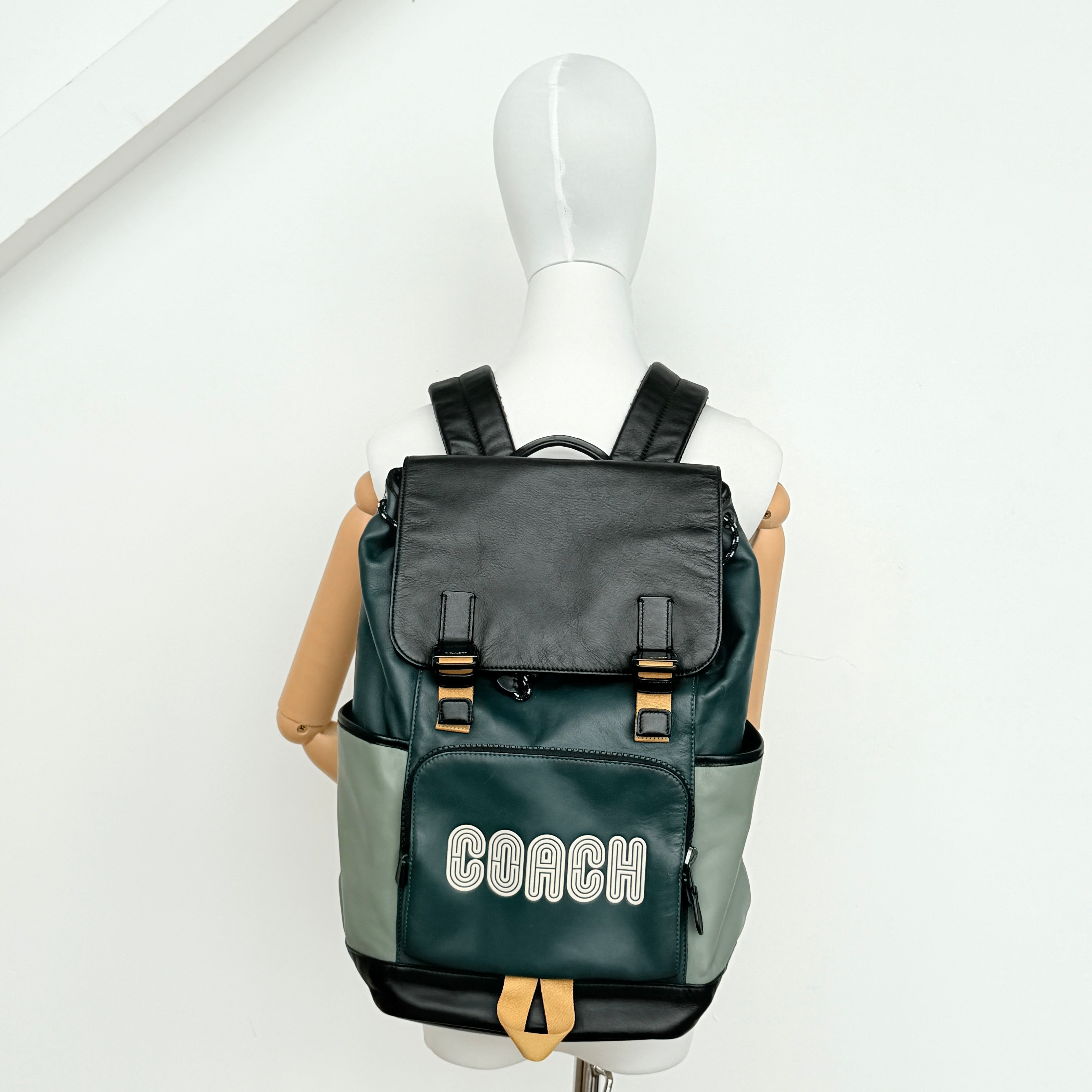 Coach Track Colorblock Patch Forest Backpack Green