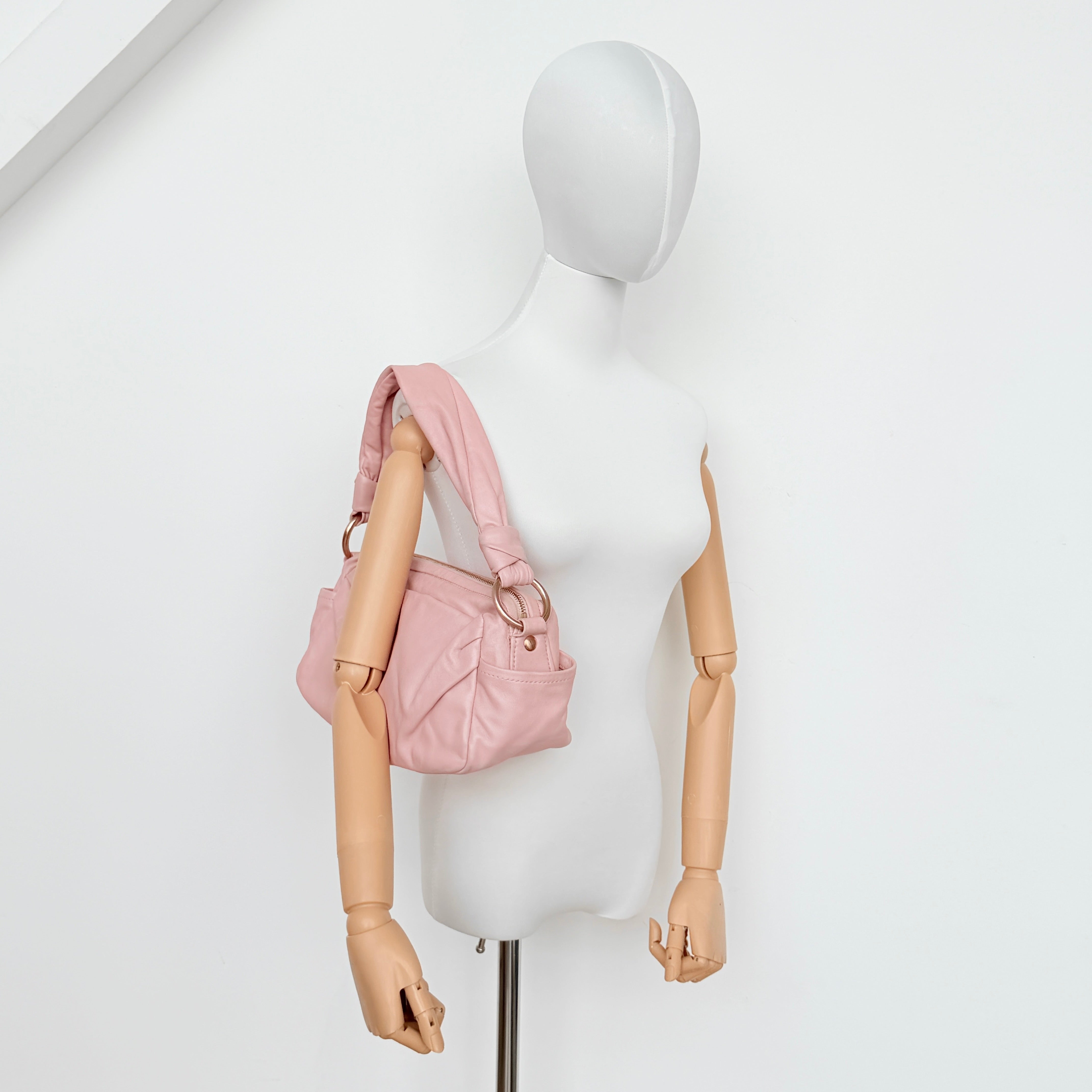Coach Leather Hobo Shoulder Bag Pink