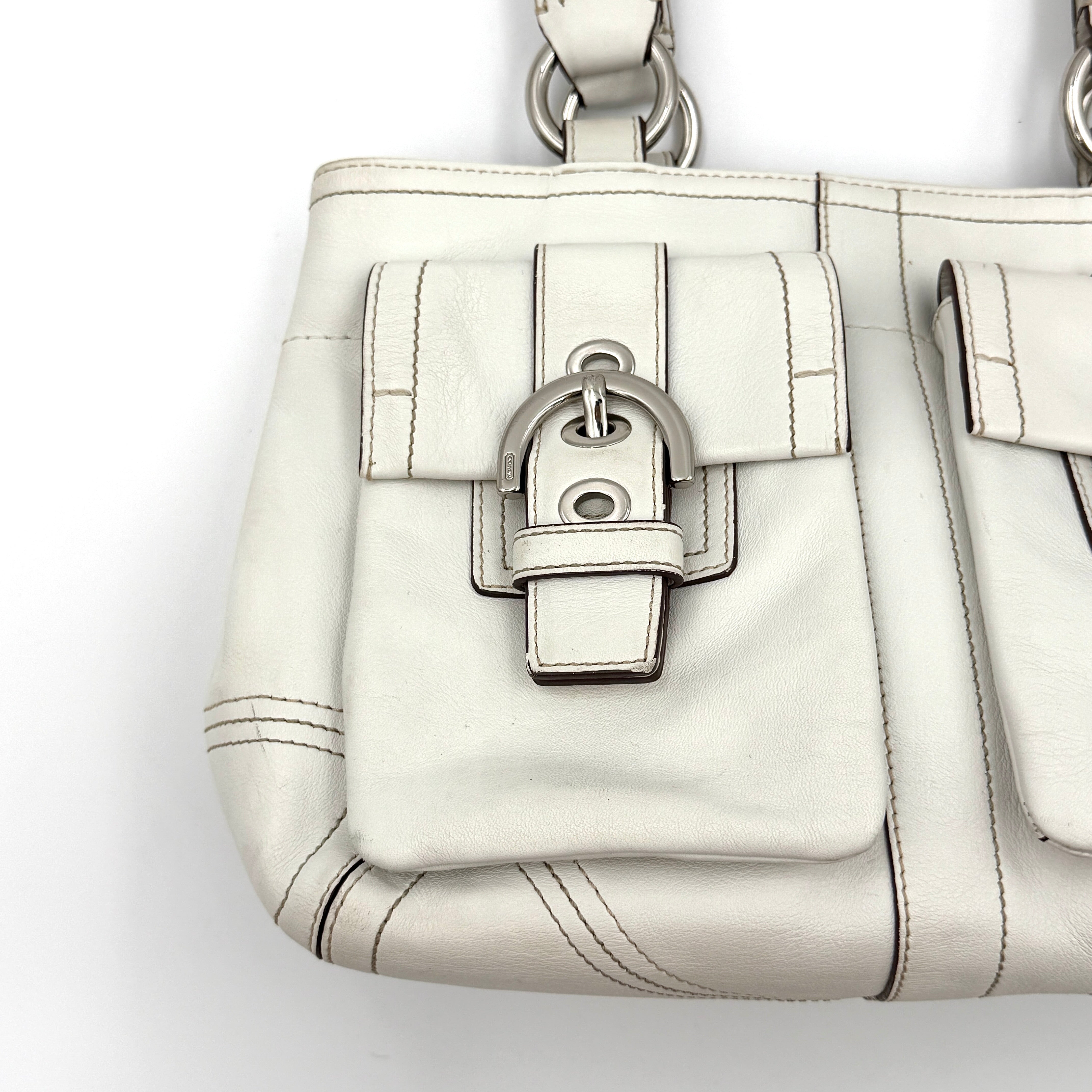 Coach Y2K Soho Double Mini Buckle Pocket Handbag White