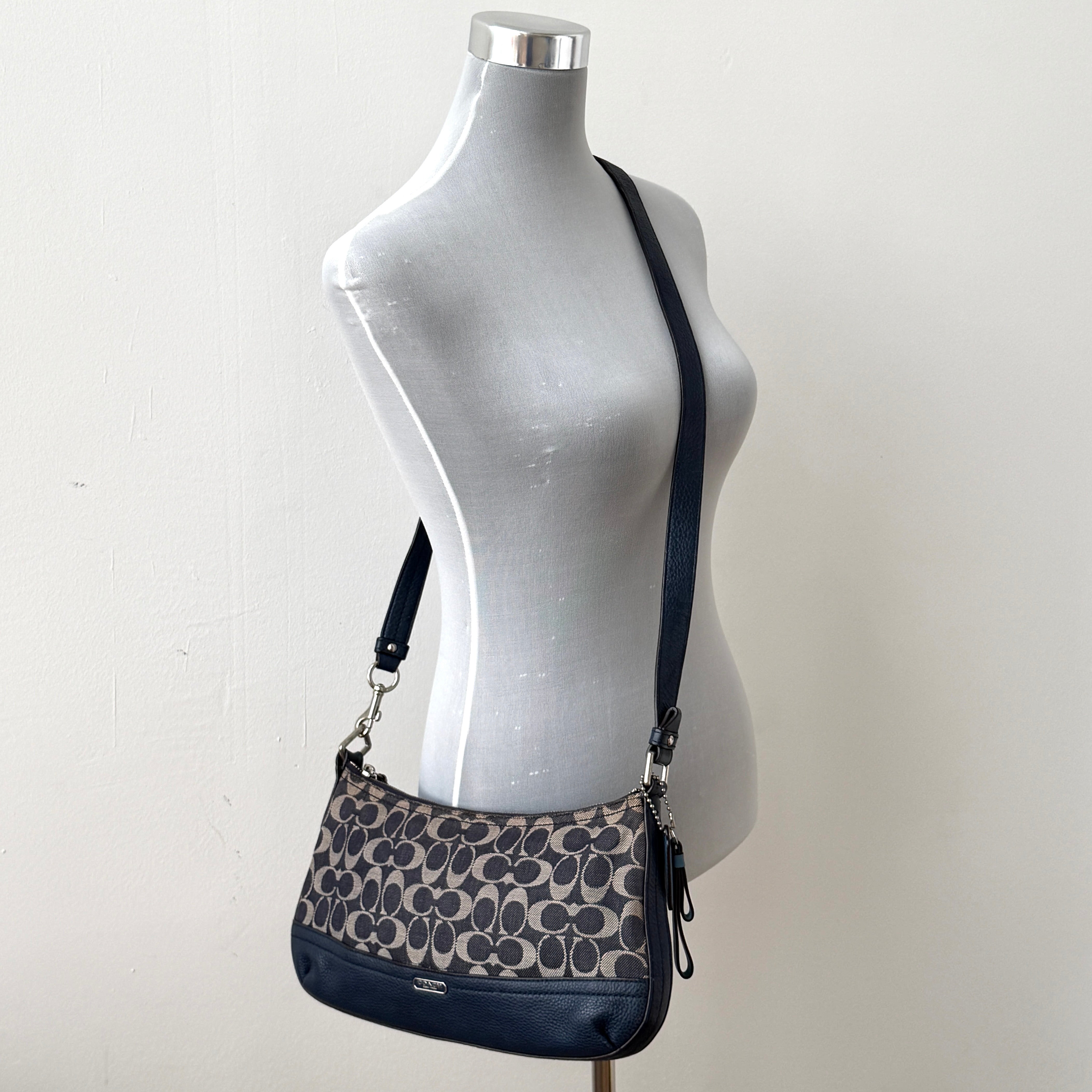 Coach 2Way Signature Denim Crossbody Bag Blue