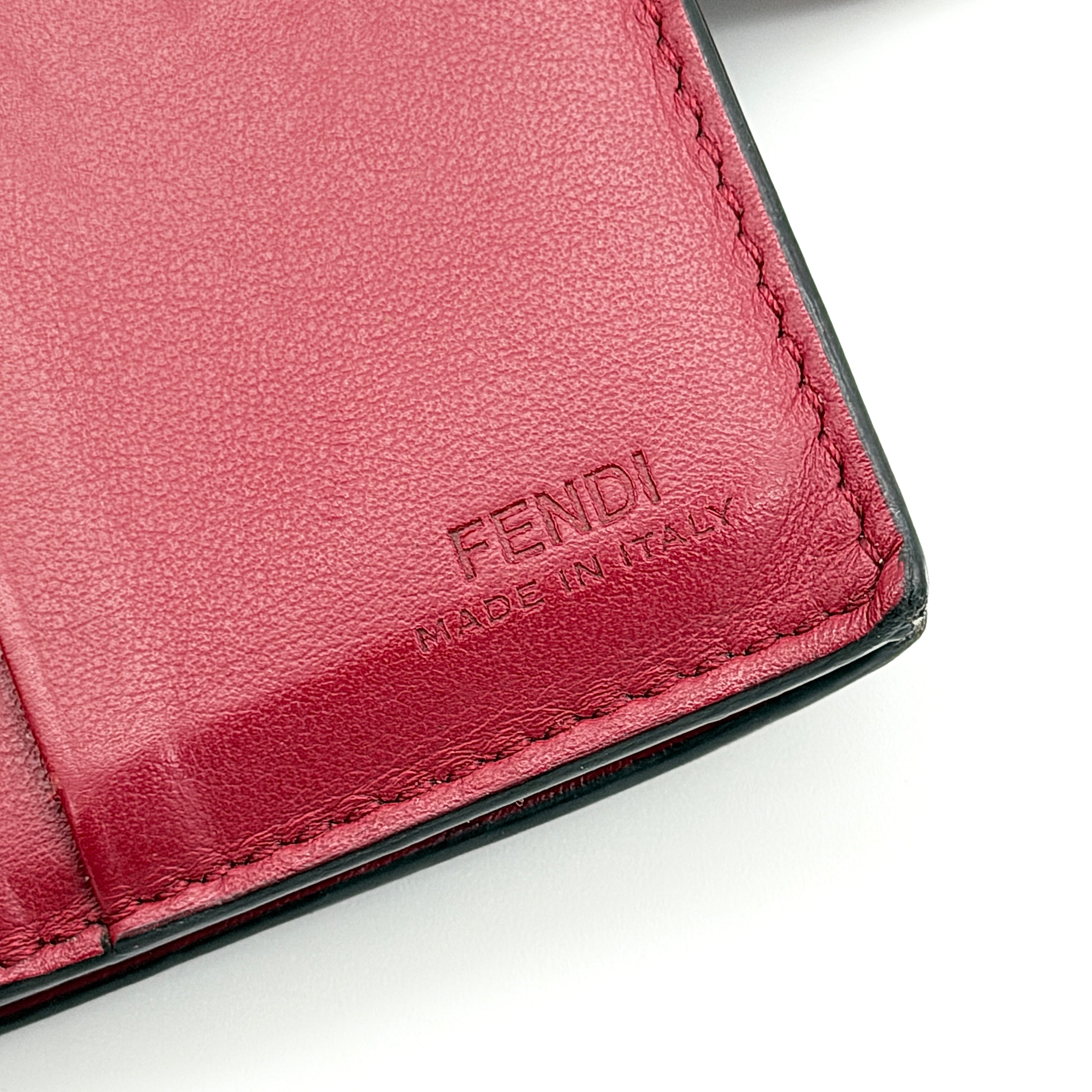 Fendi FF Embossed Logo Bifold Wallet Brown/Red