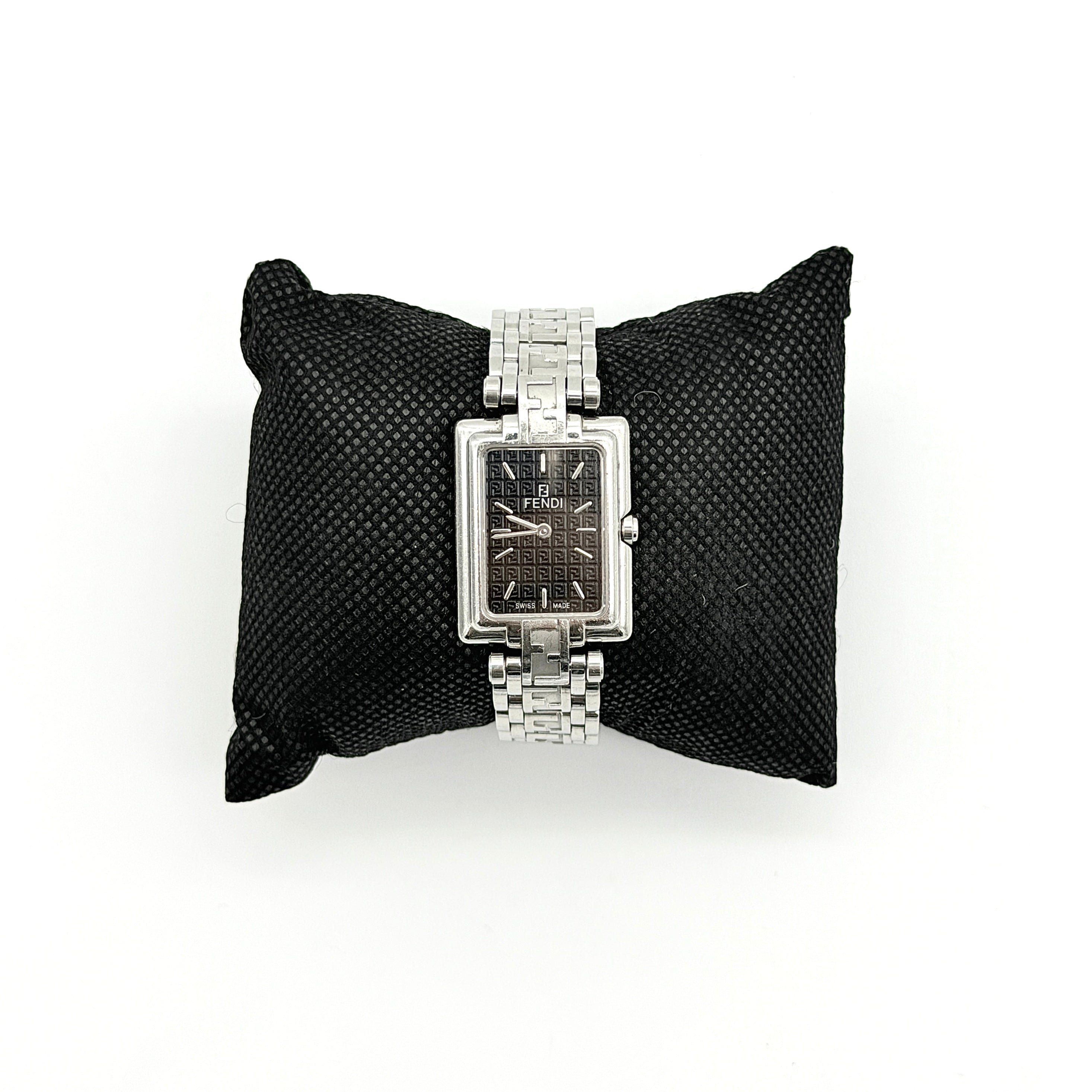 Fendi FF Zucca 710L Black Dial Stainless Steel Watch
