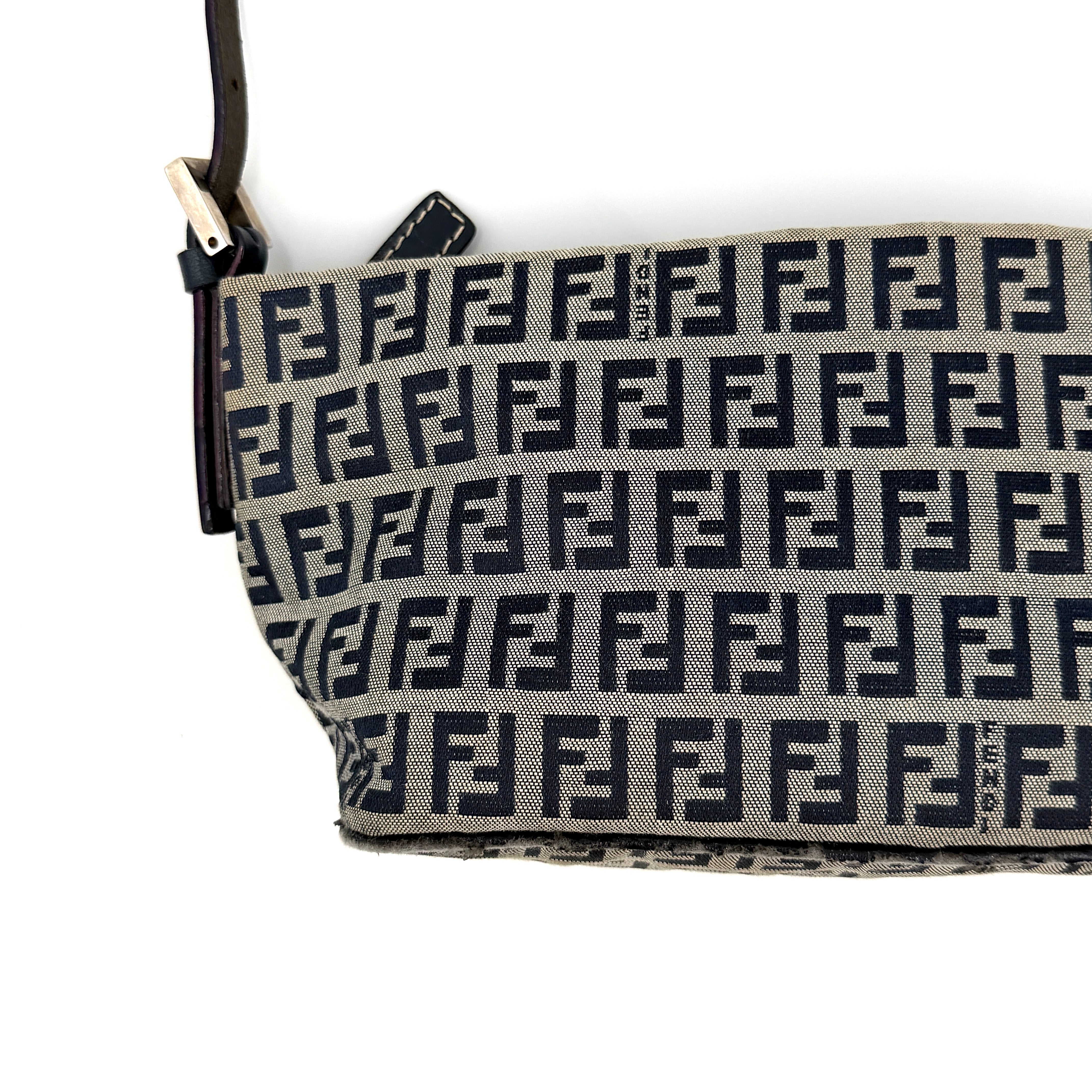 Fendi FF Zucca Boat Pochette Shoulder Bag Grey/Black