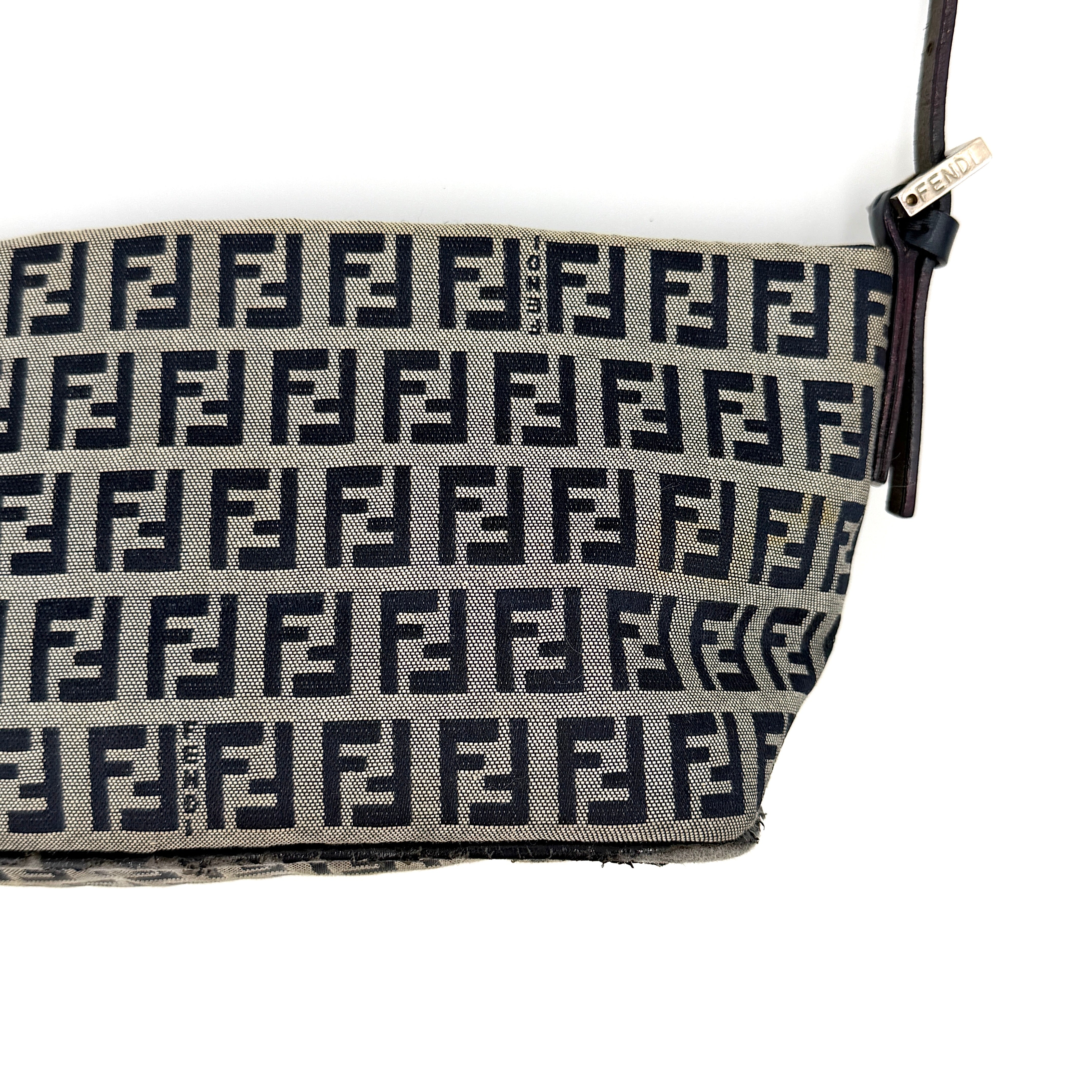 Fendi FF Zucca Boat Pochette Shoulder Bag Grey/Black