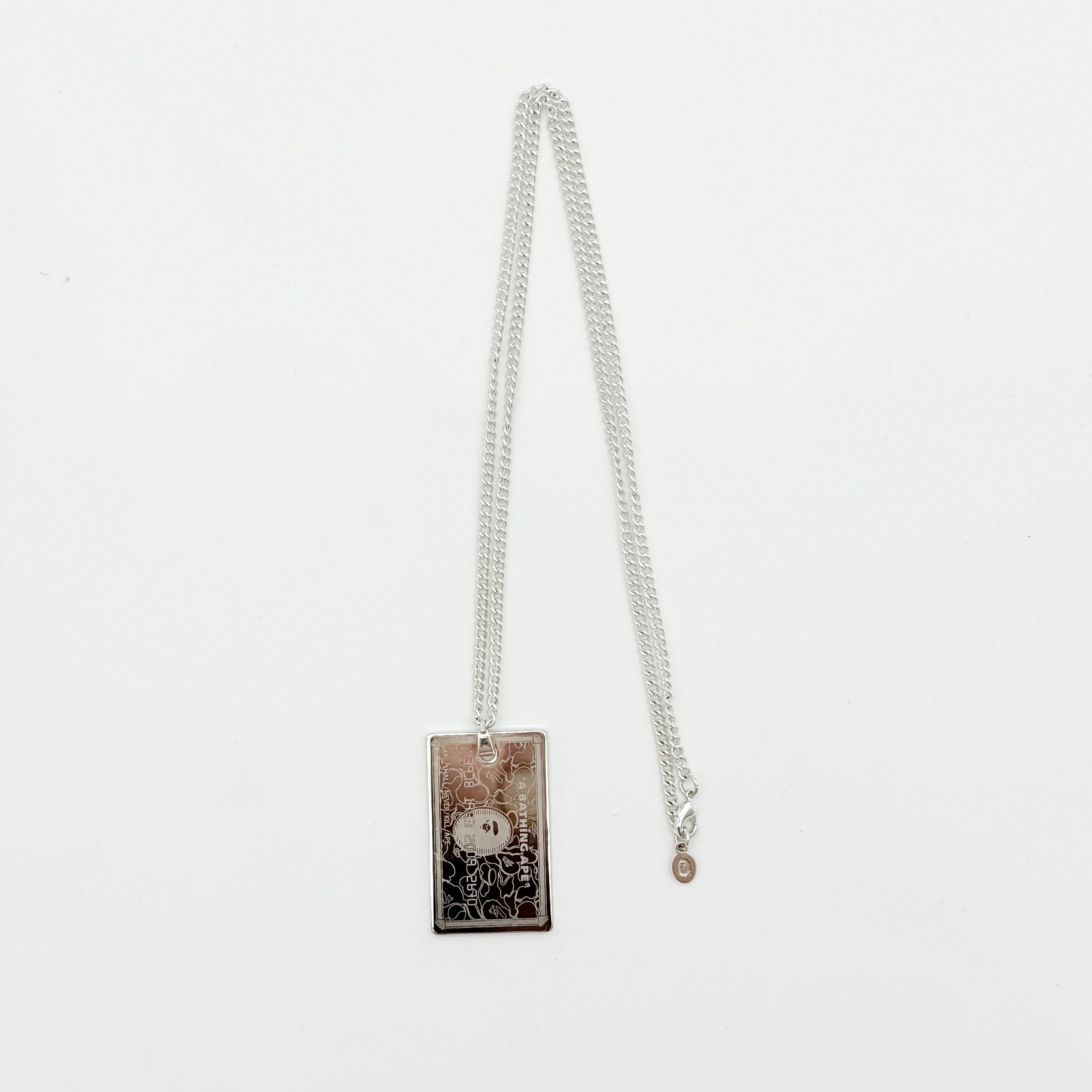 BAPE A Bathing Ape Bape Card Novelty Pendant Necklace Silver