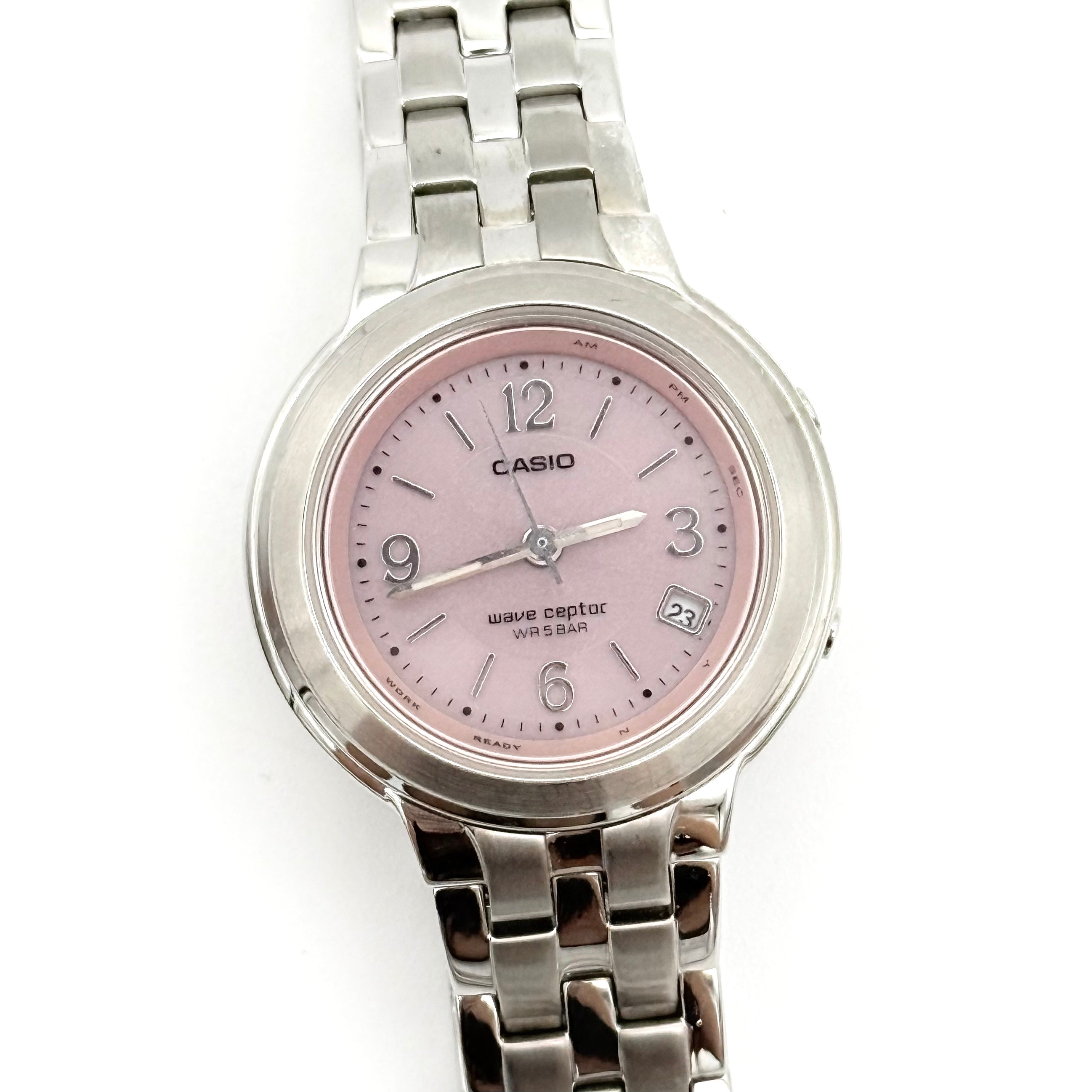 Casio Wave Ceptor LWQ-120 Pink Dial Stainless Steel Watch