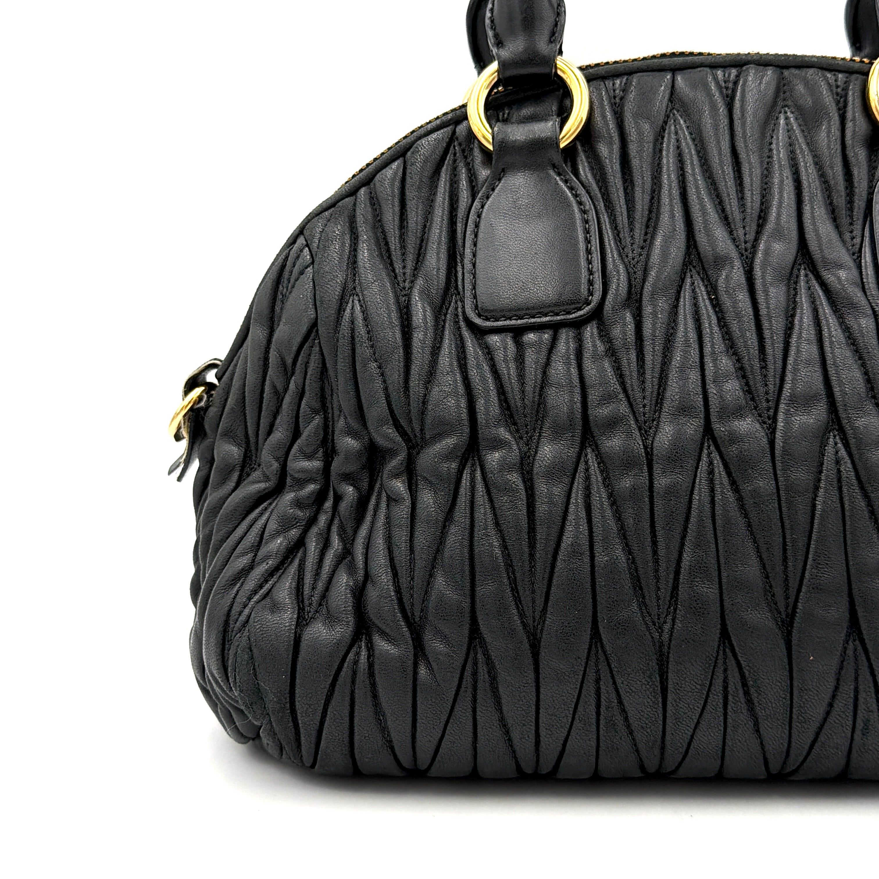Miu Miu 2Way Matelasse Bowler Shoulder Bag Black