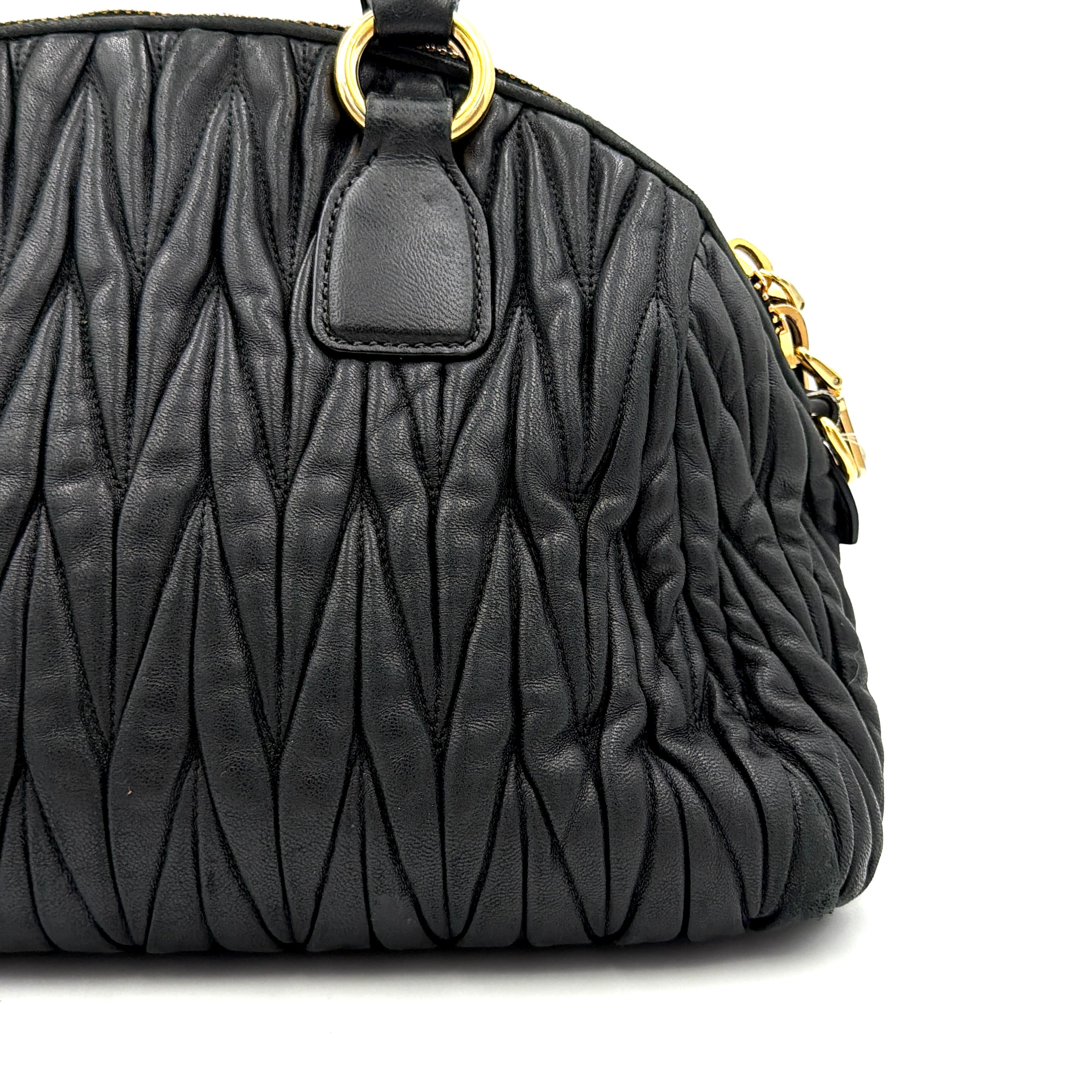 Miu Miu 2Way Matelasse Bowler Shoulder Bag Black