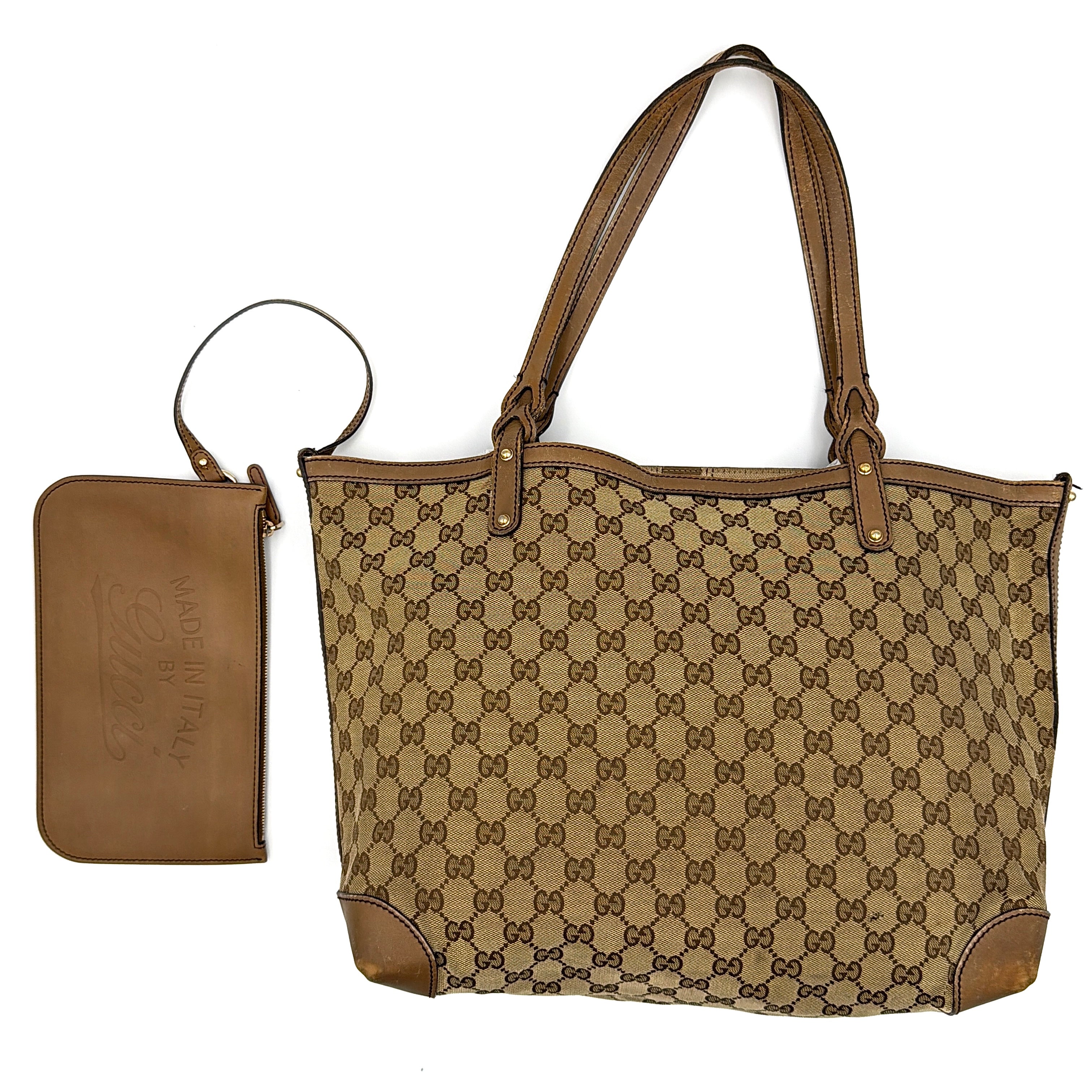Gucci GG Monogram Craft Shoulder Bag Beige/Brown