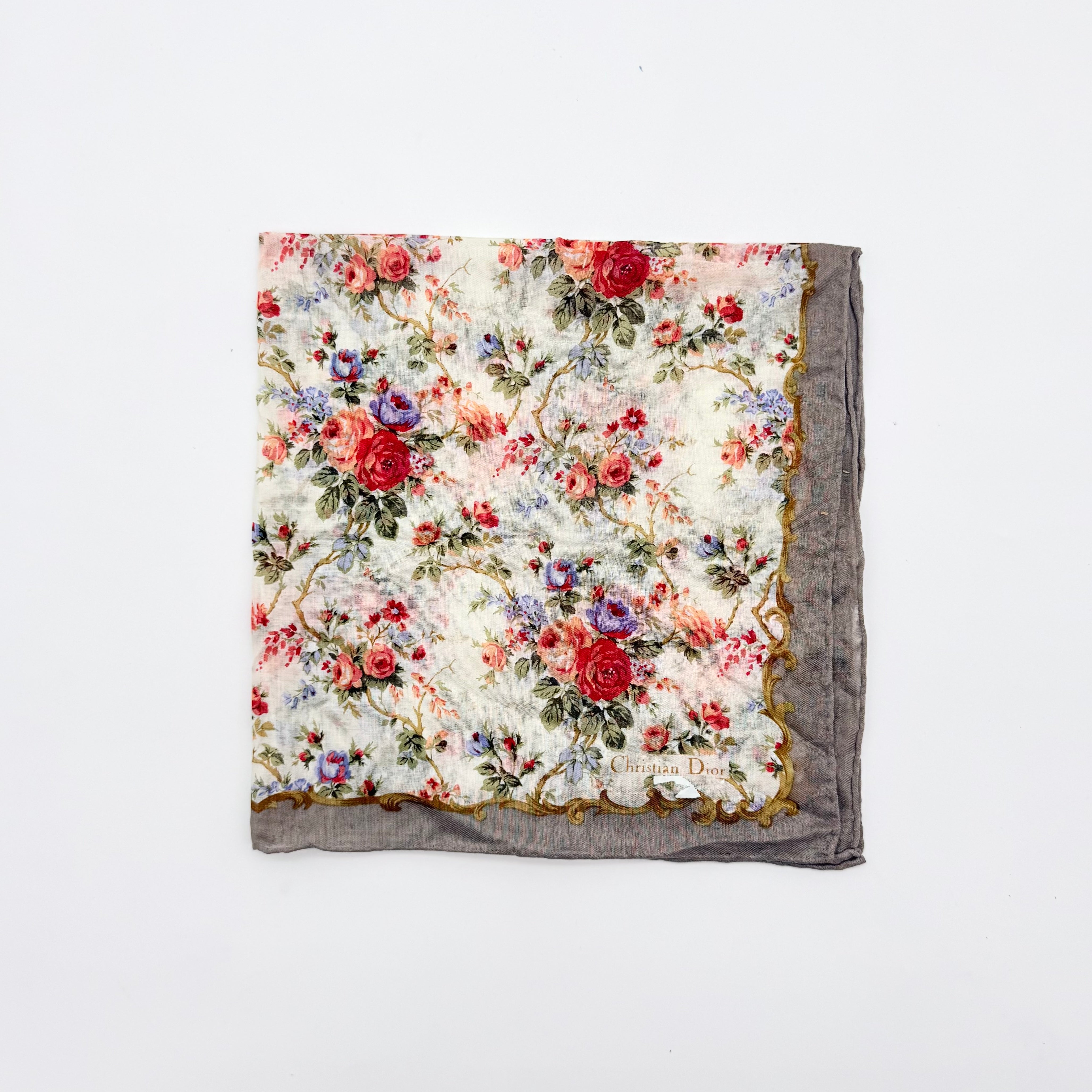 Christian Dior Floral Print Cotton Scarf Multi
