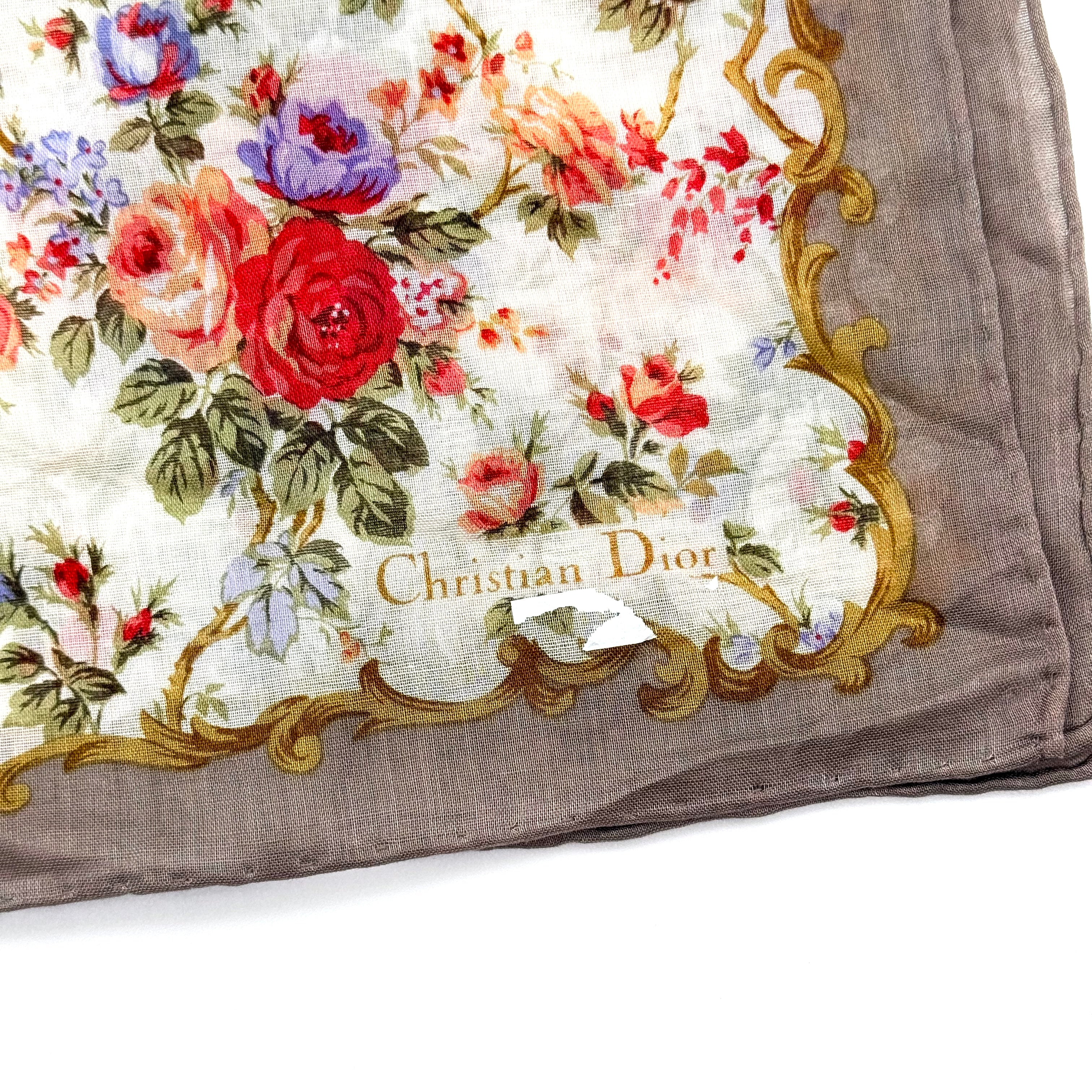 Christian Dior Floral Print Cotton Scarf Multi