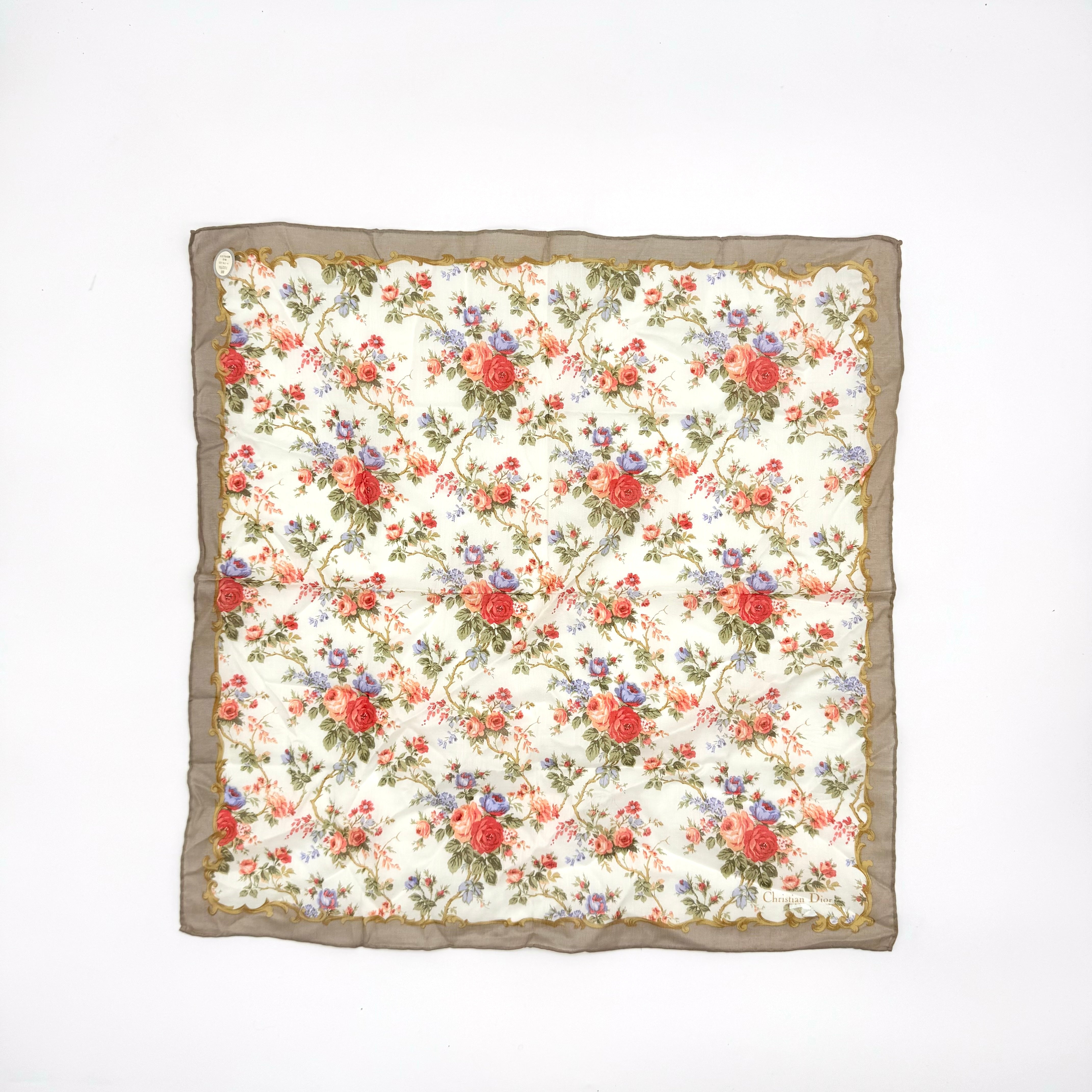 Christian Dior Floral Print Cotton Scarf Multi