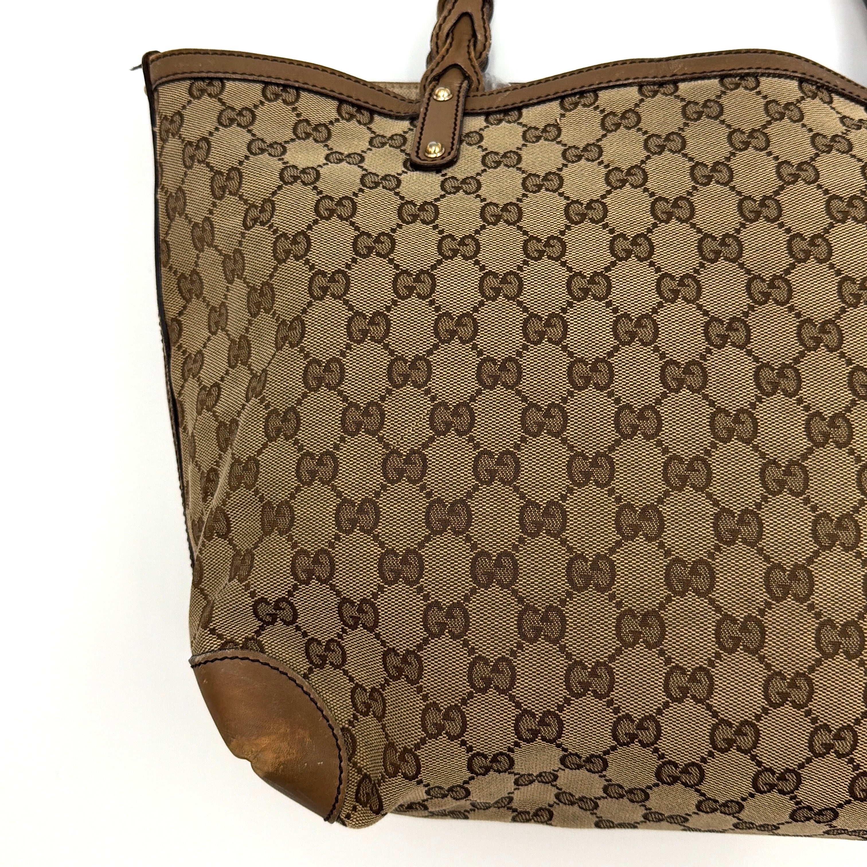 Gucci GG Monogram Craft Shoulder Bag Beige/Brown