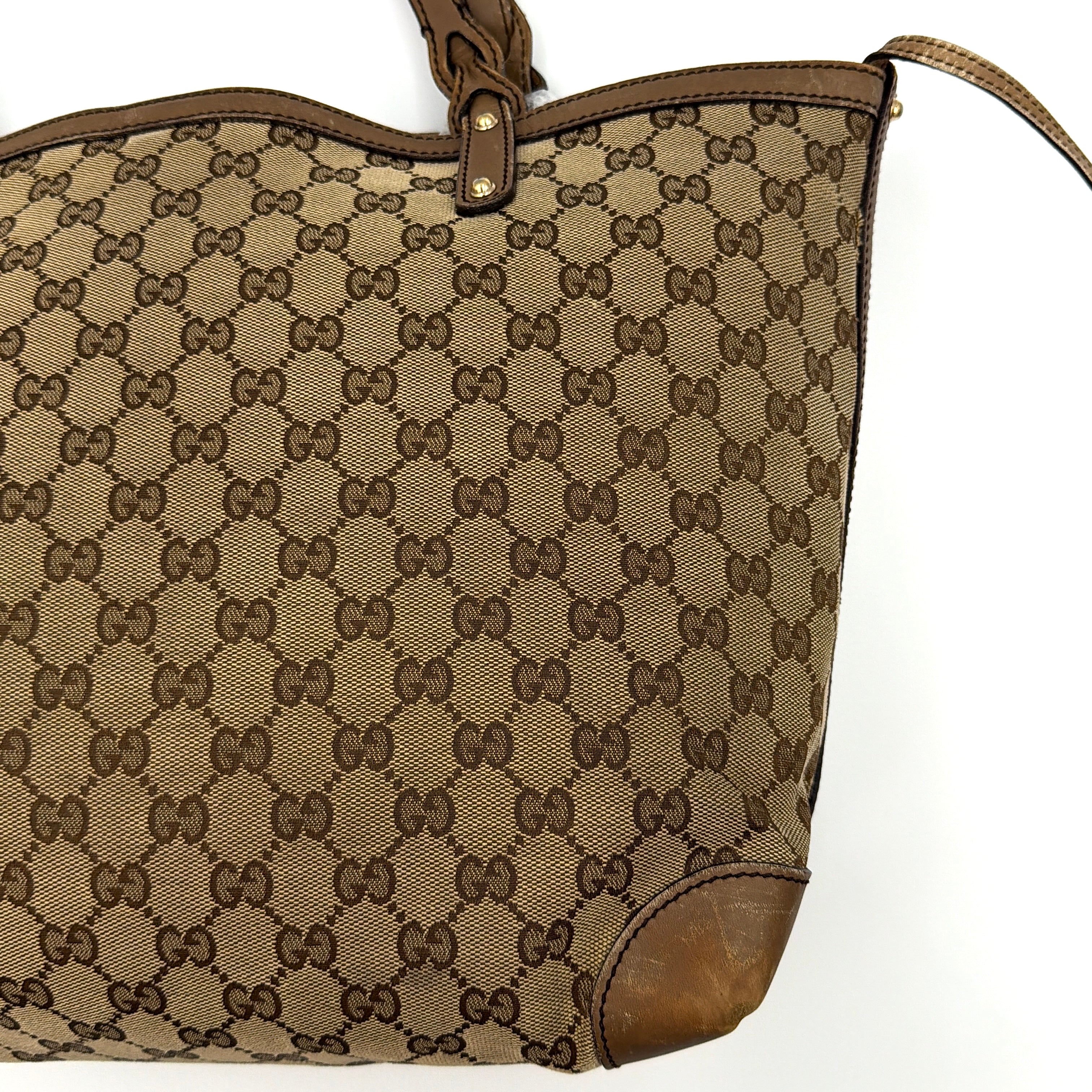 Gucci GG Monogram Craft Shoulder Bag Beige/Brown