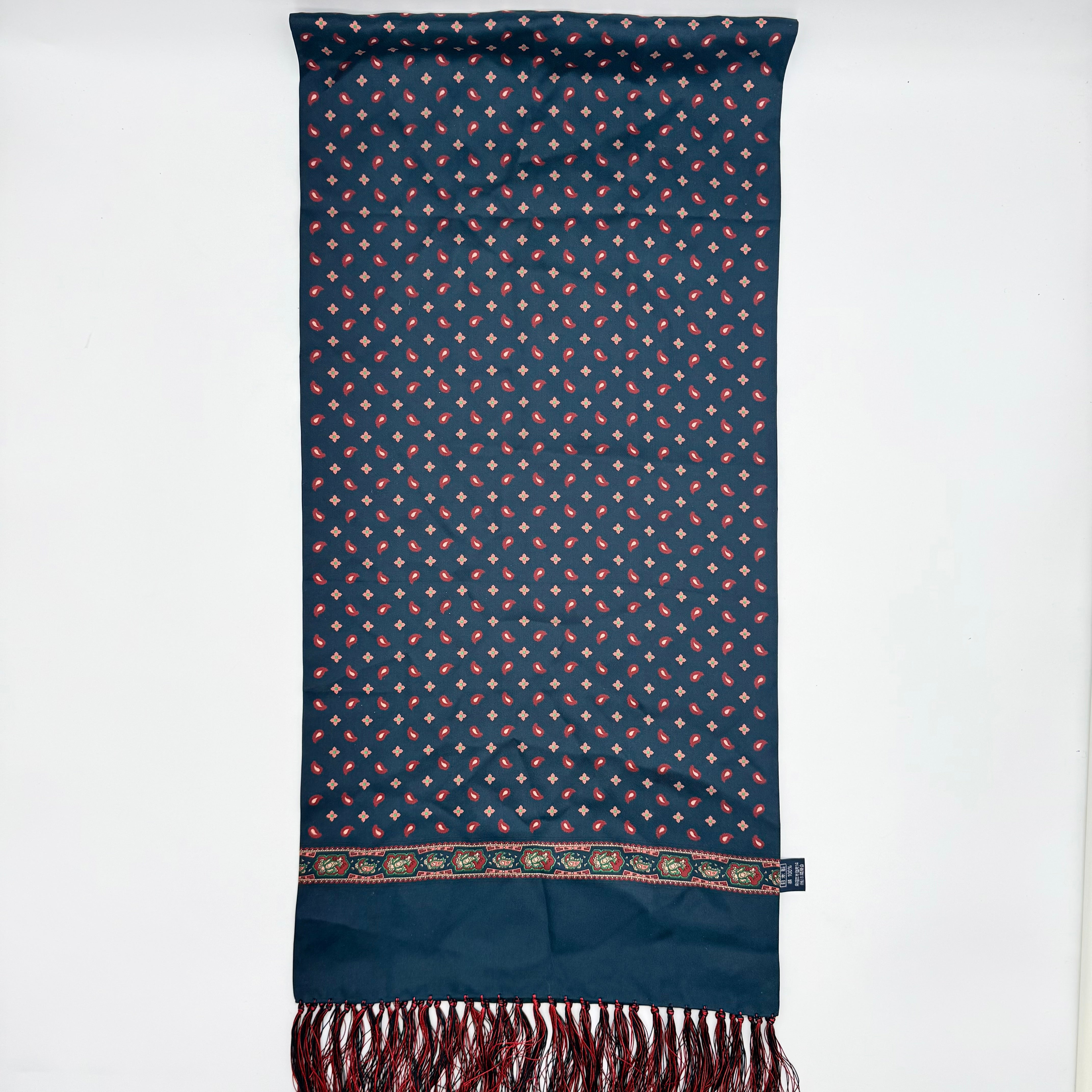 Burberry Geometric Paisley Silk Scarf Navy Blue