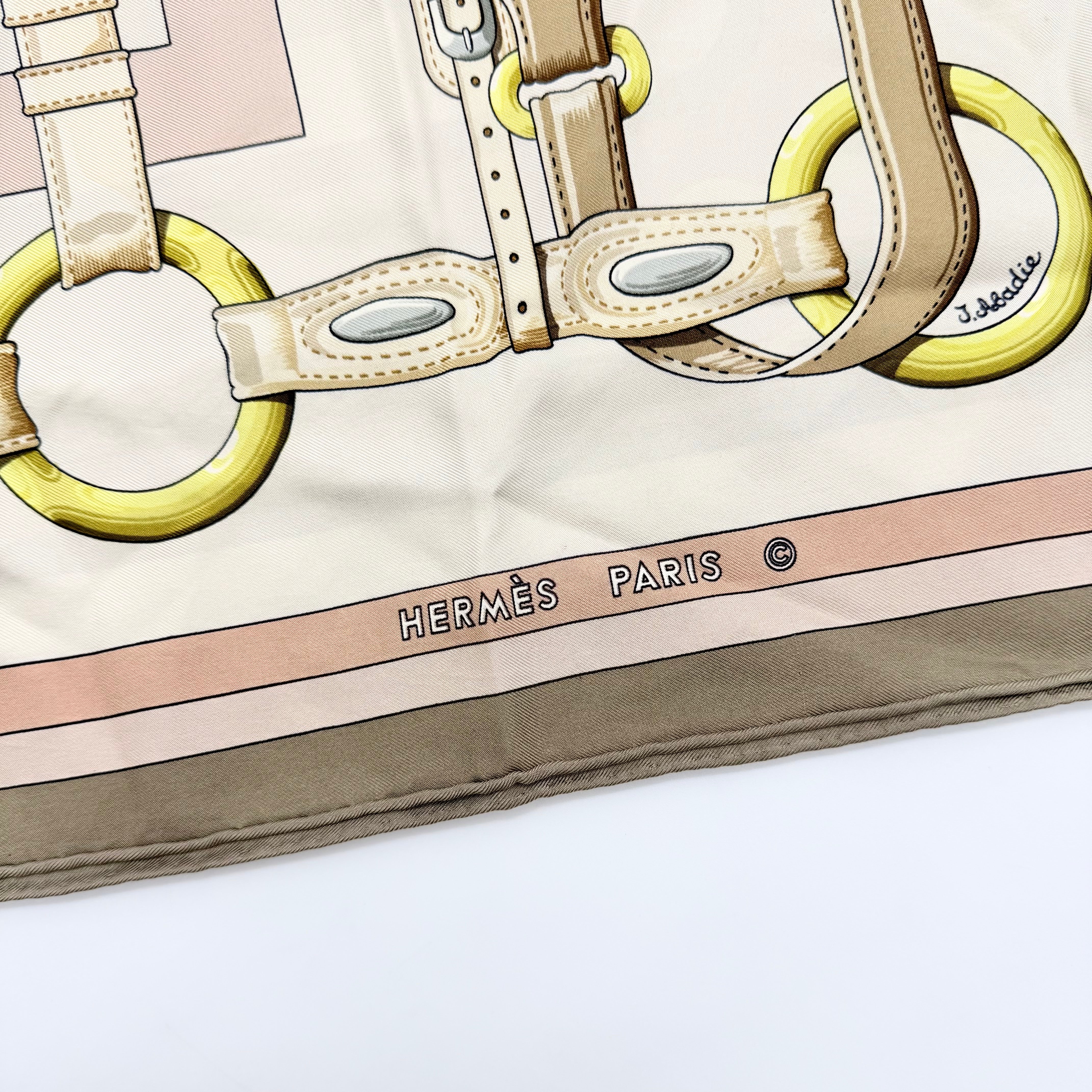 Hermès Coaching Equestrian Silk Scarf Pink/Cream