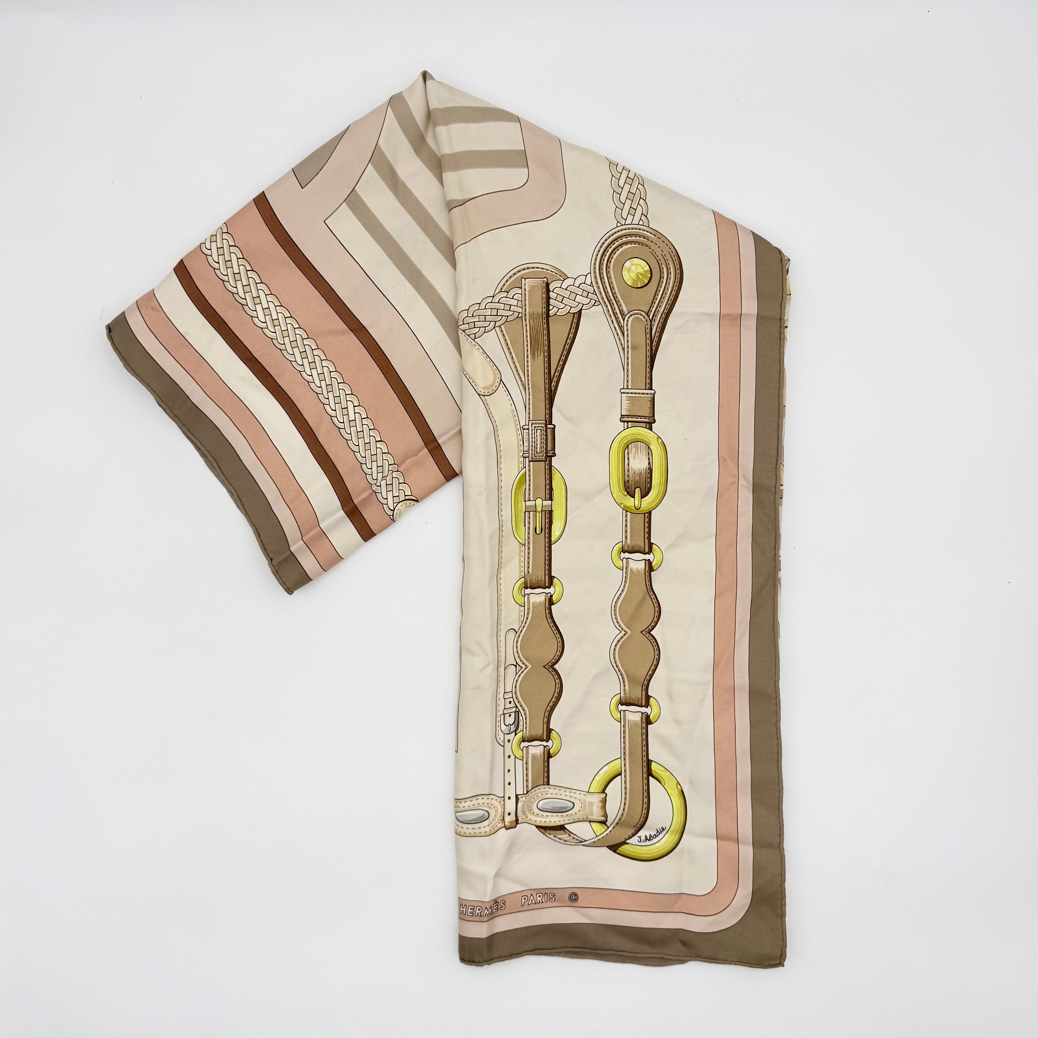 Hermès Coaching Equestrian Silk Scarf Pink/Cream