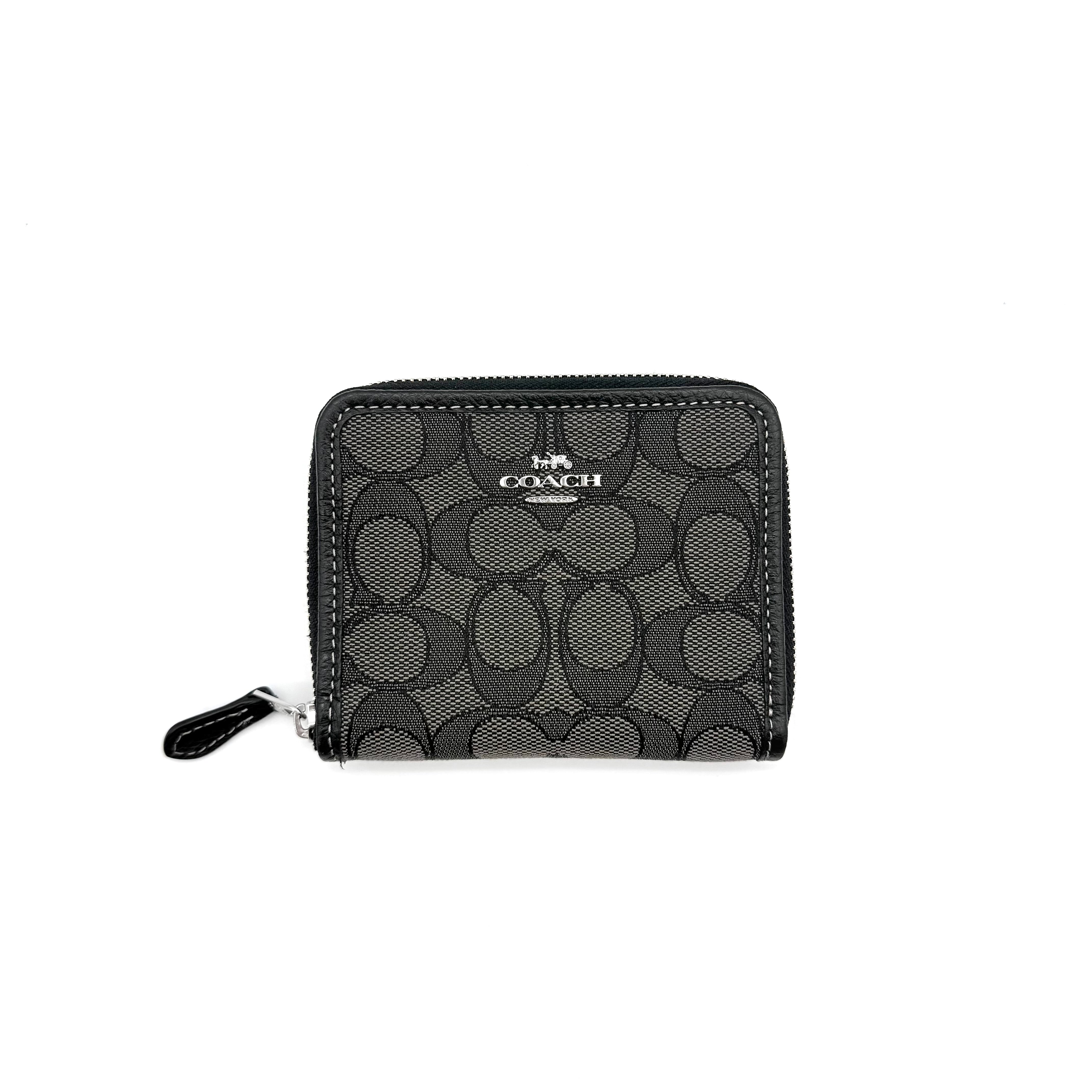 Coach Signature Small Zip Around Wallet Black
