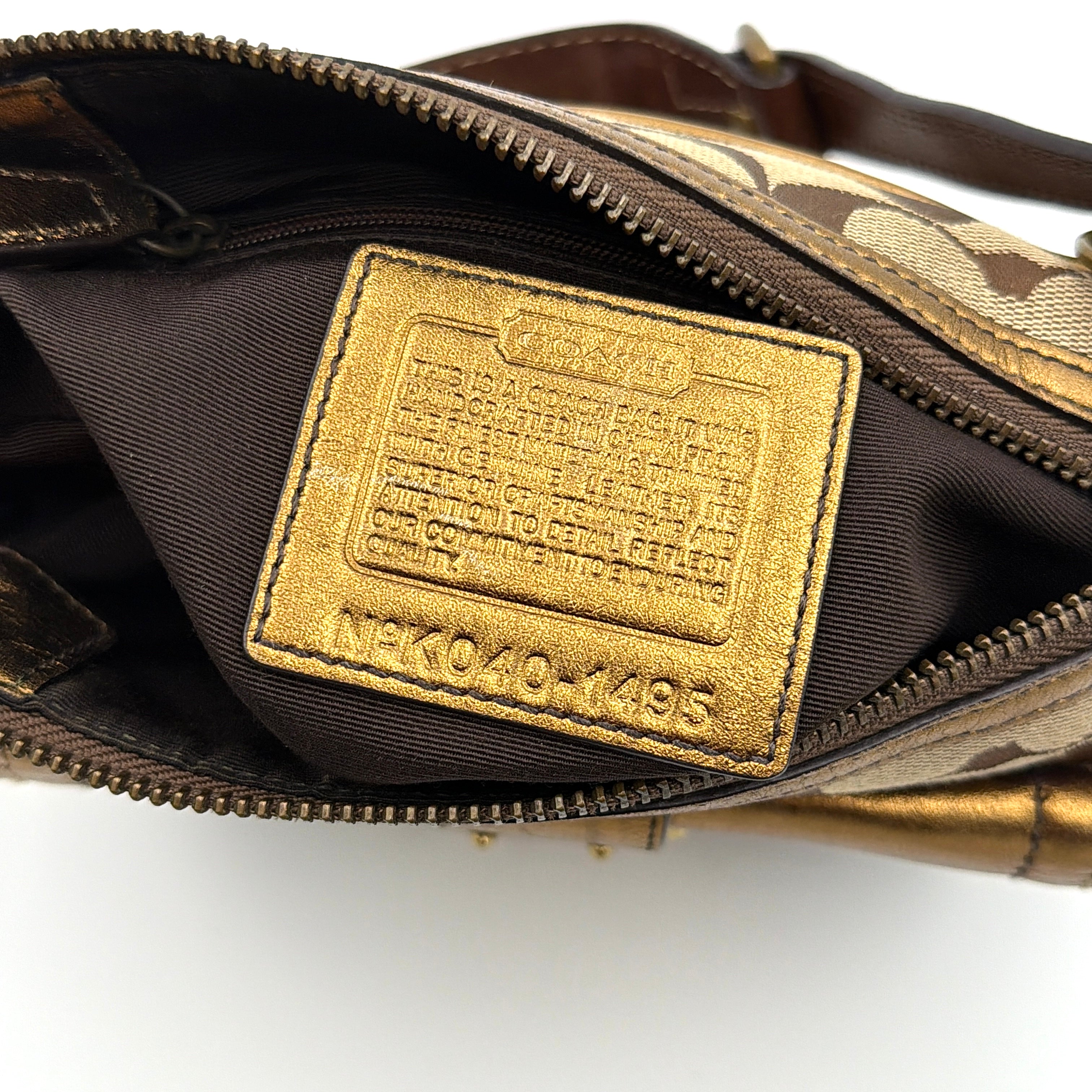 Coach Signature Front Buckle Shoulder Bag Beige/Gold
