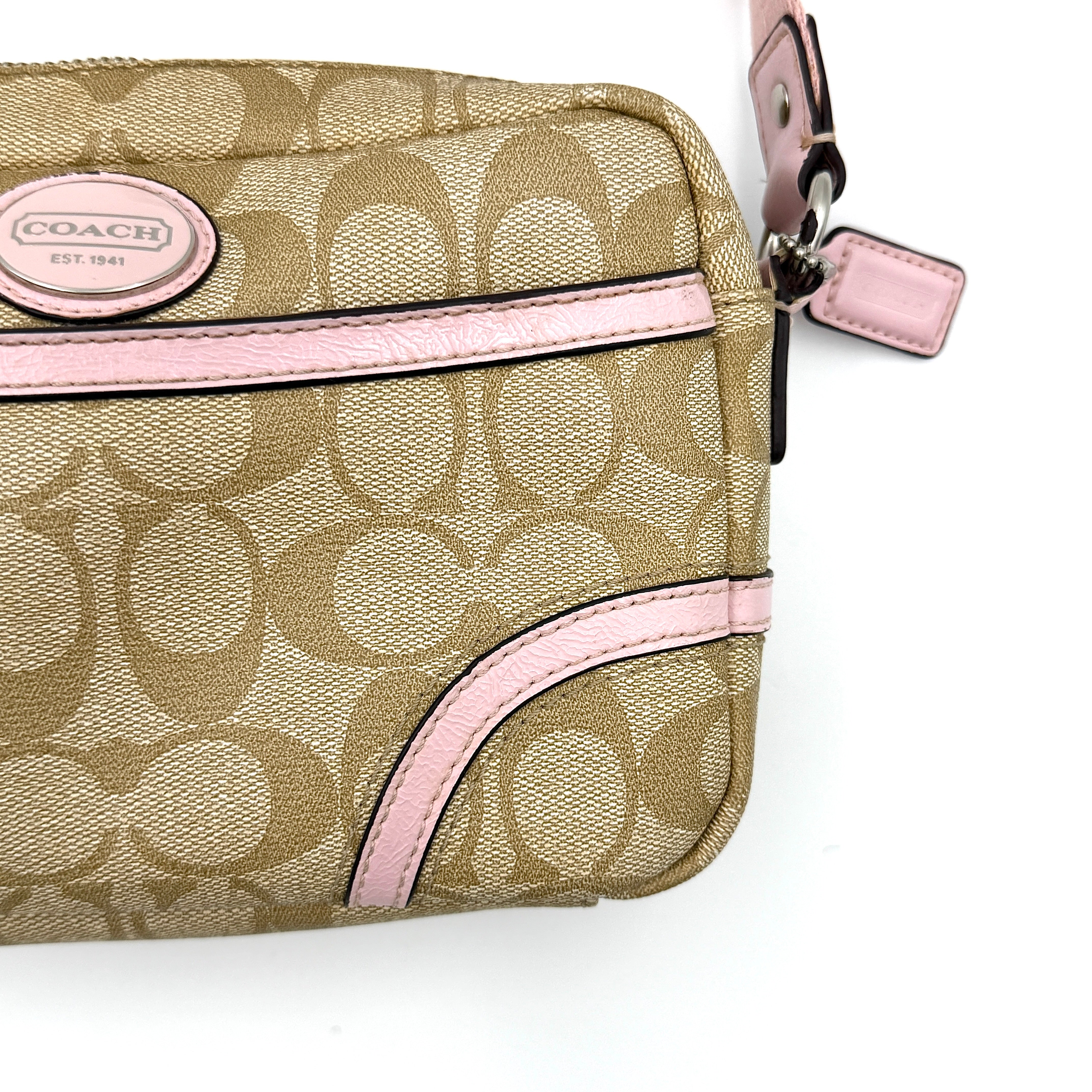 Coach Signature Crossbody Bag Beige/Pink