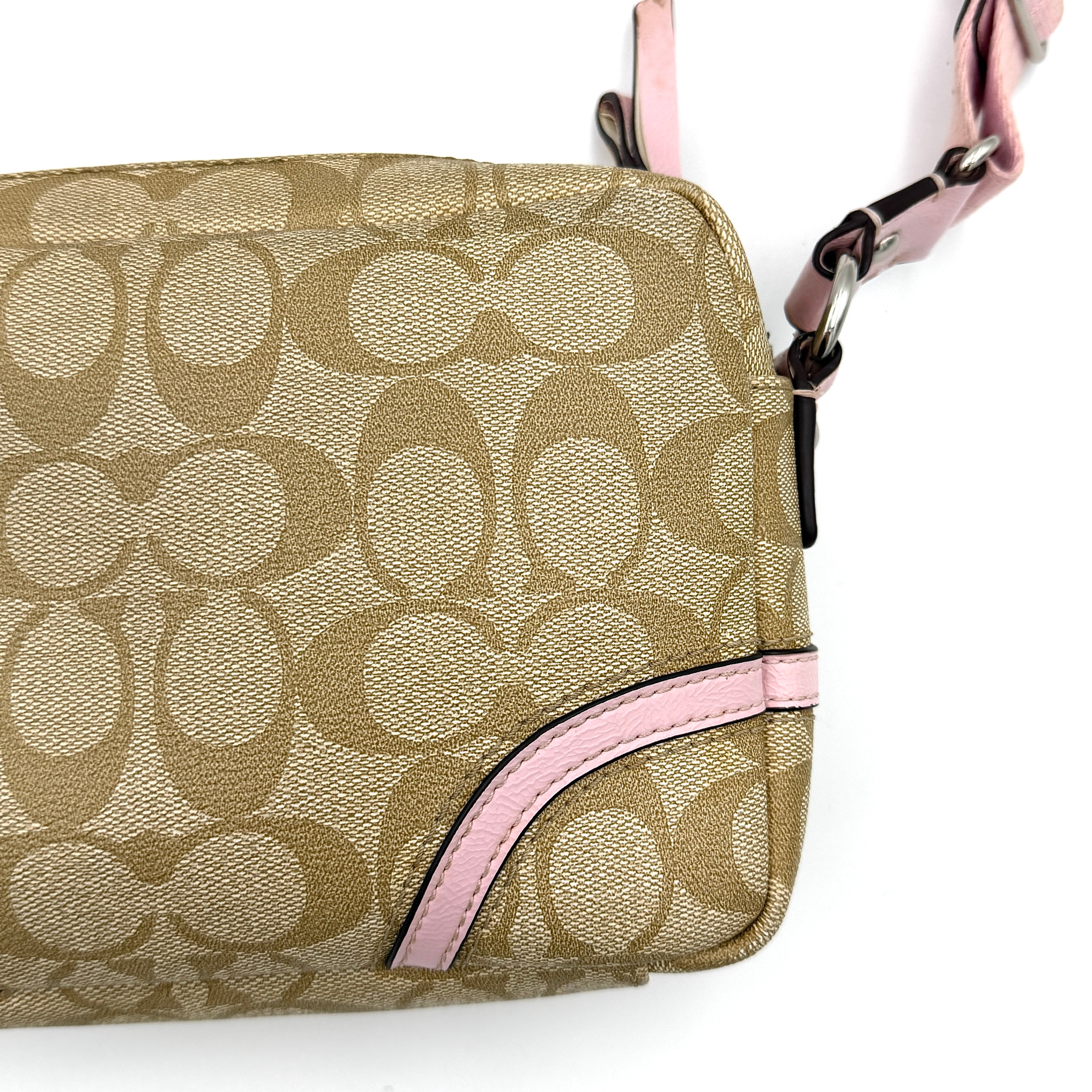 Coach Signature Crossbody Bag Beige/Pink