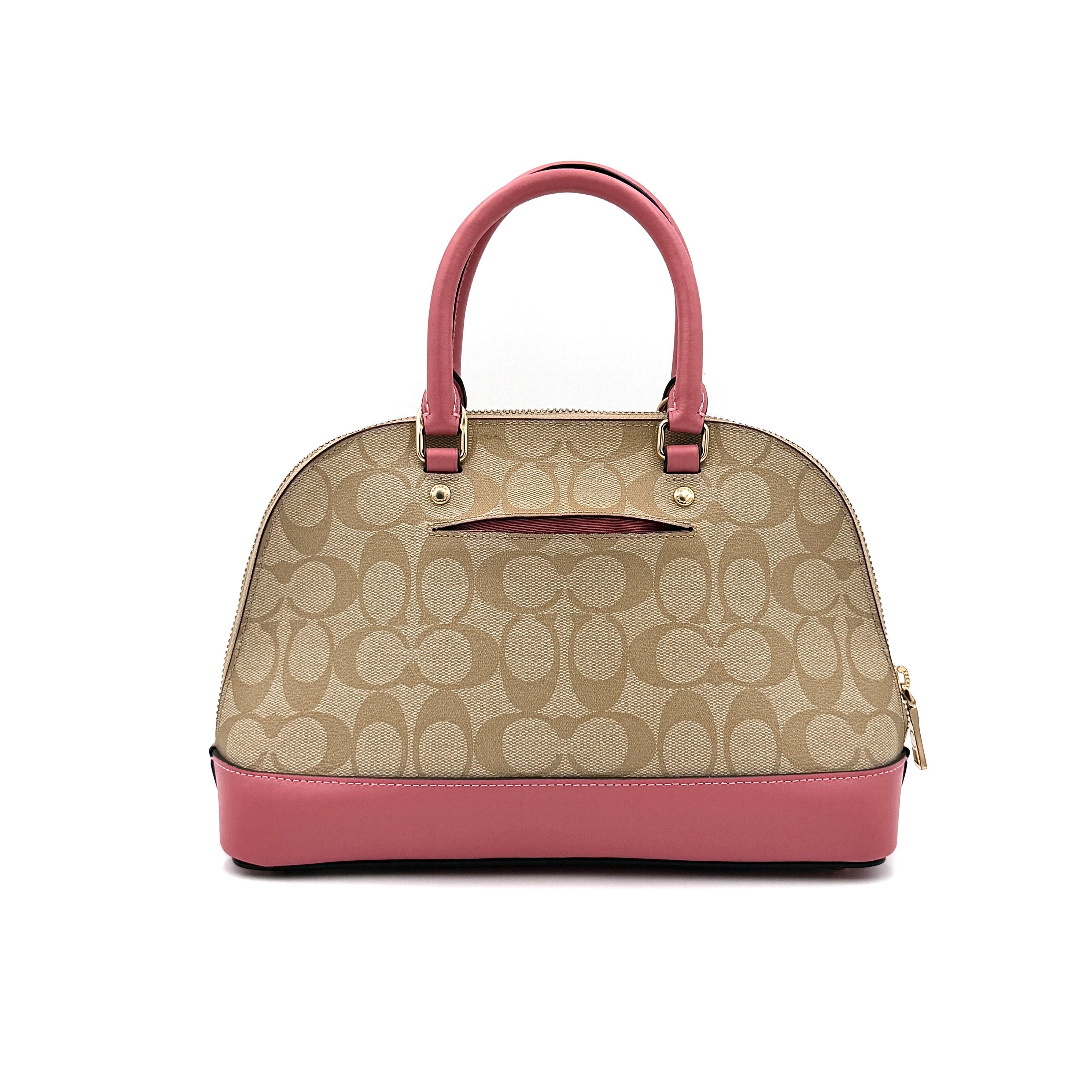 Coach Signature Dome Shoulder Bag Beige/Pink