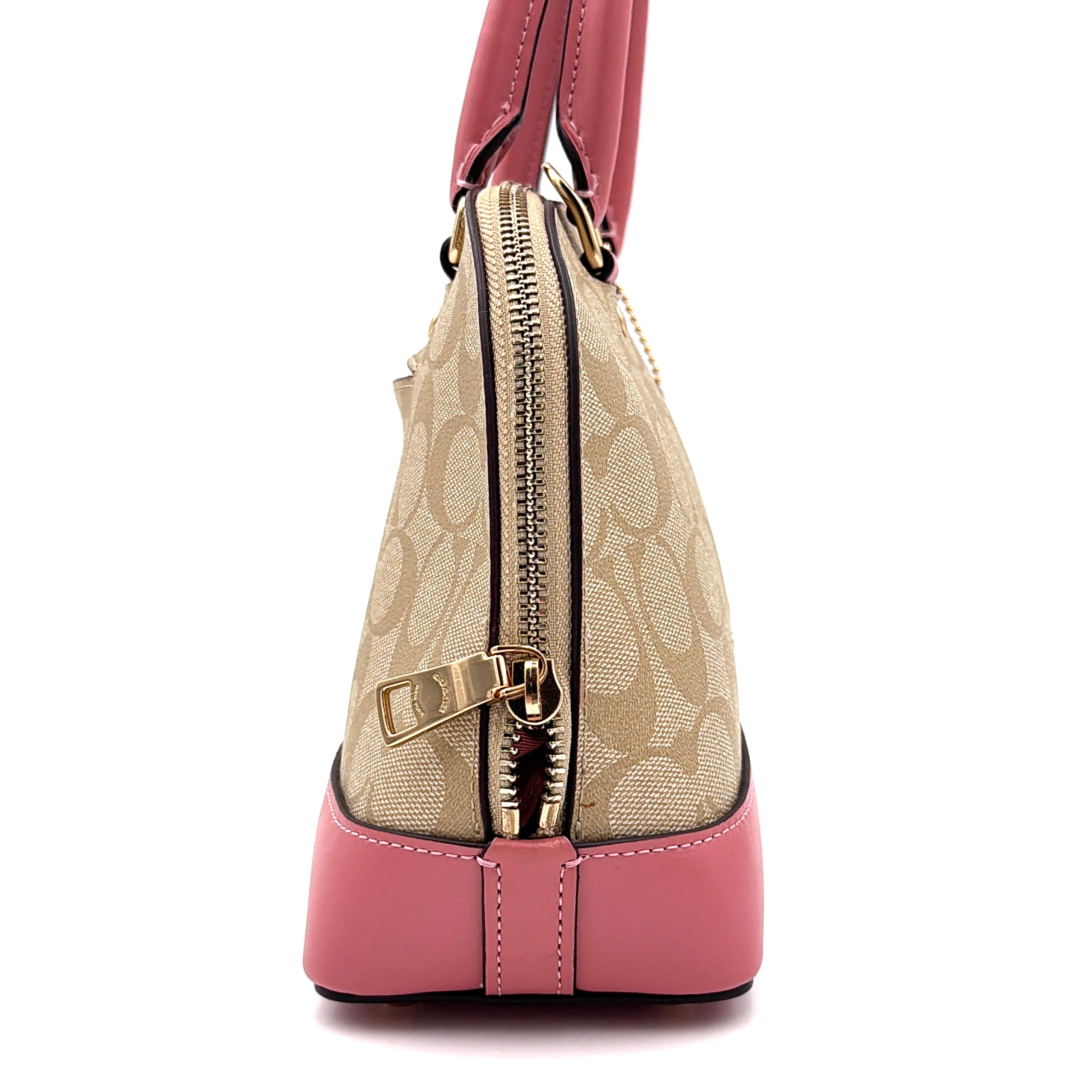 Coach Signature Dome Shoulder Bag Beige/Pink
