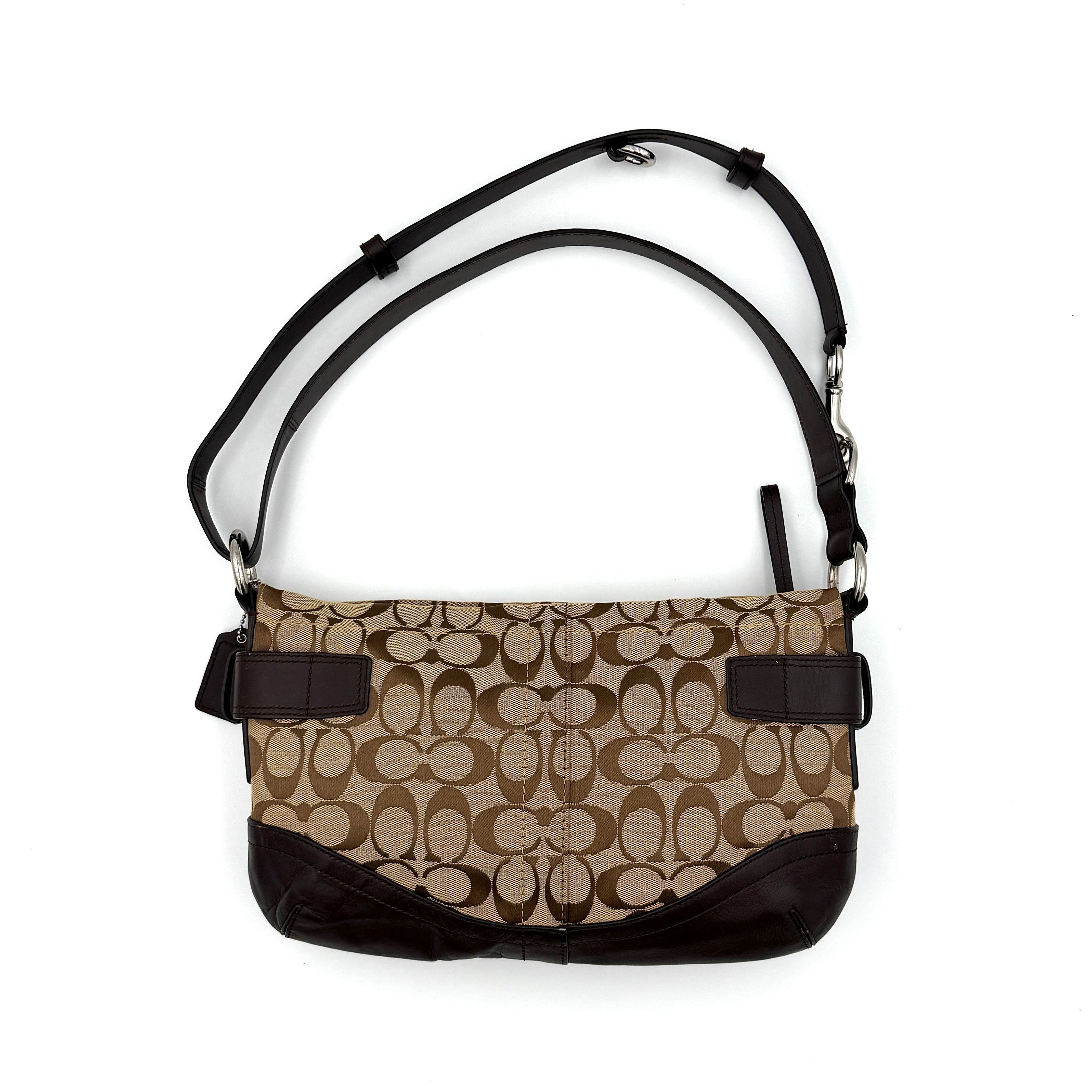 Coach 2Way Signature Sufflette Shoulder Bag Beige/Brown