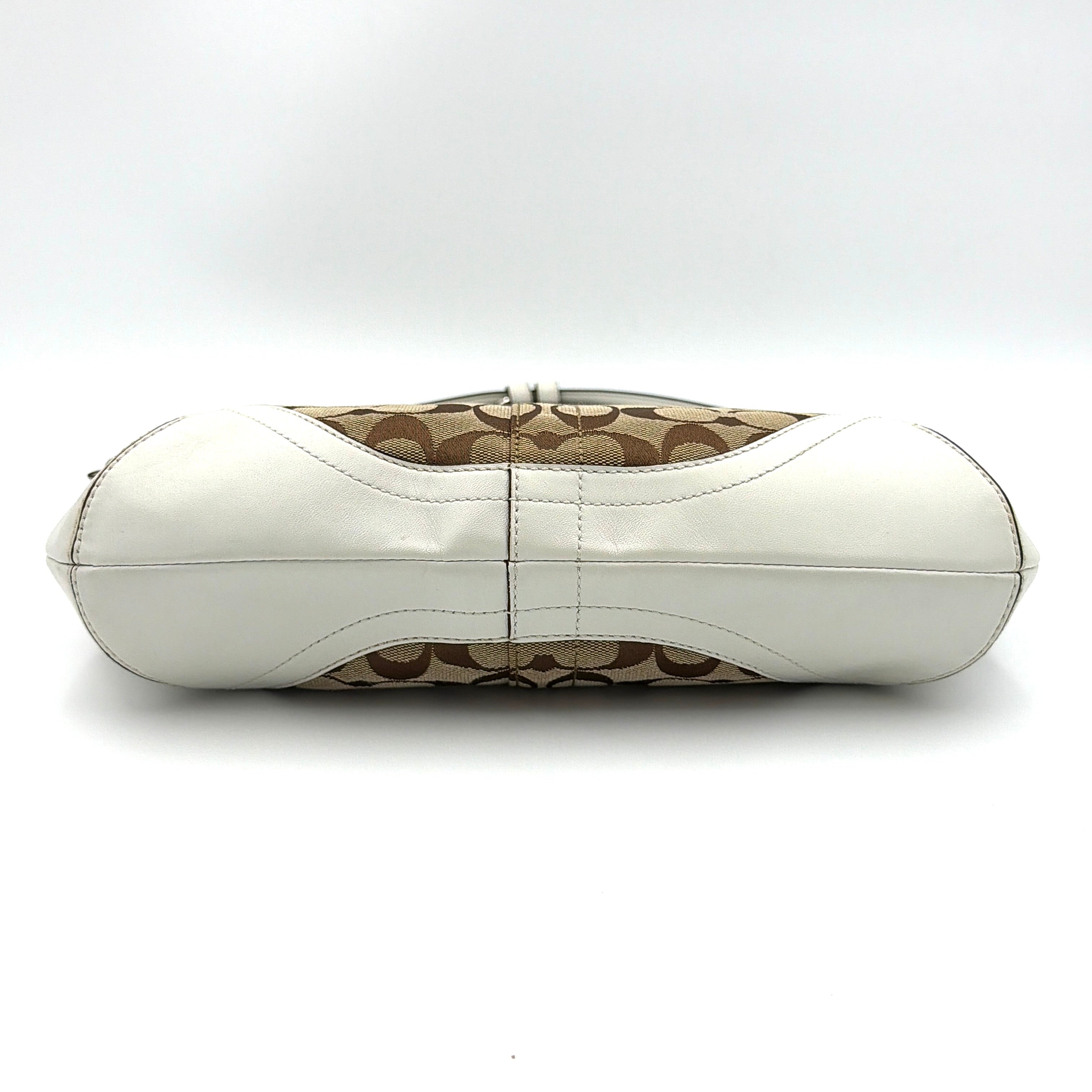 Coach 2Way Signature Sufflette Shoulder Bag Beige/White
