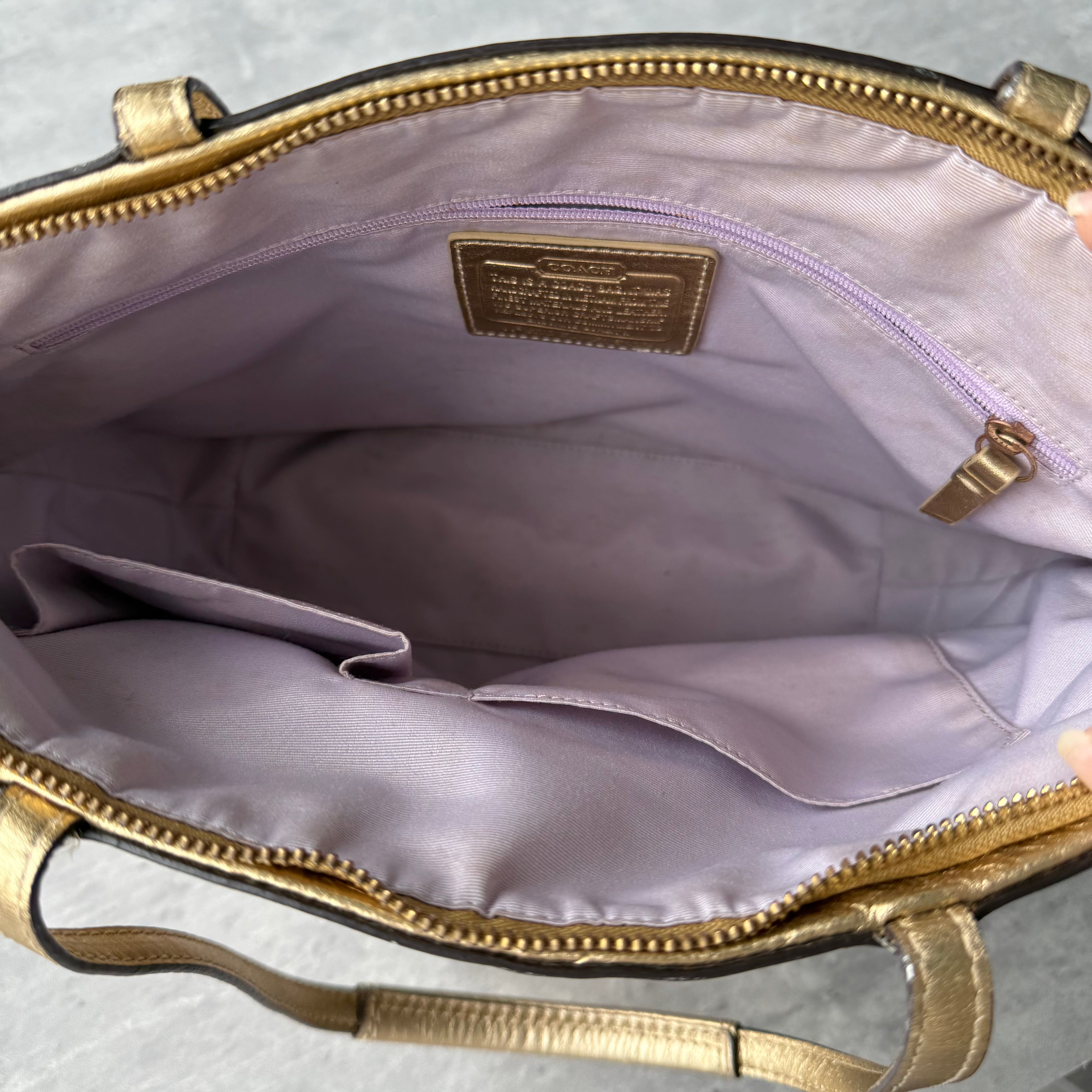 Coach Signature Stripe Tote Bag Gold/Beige