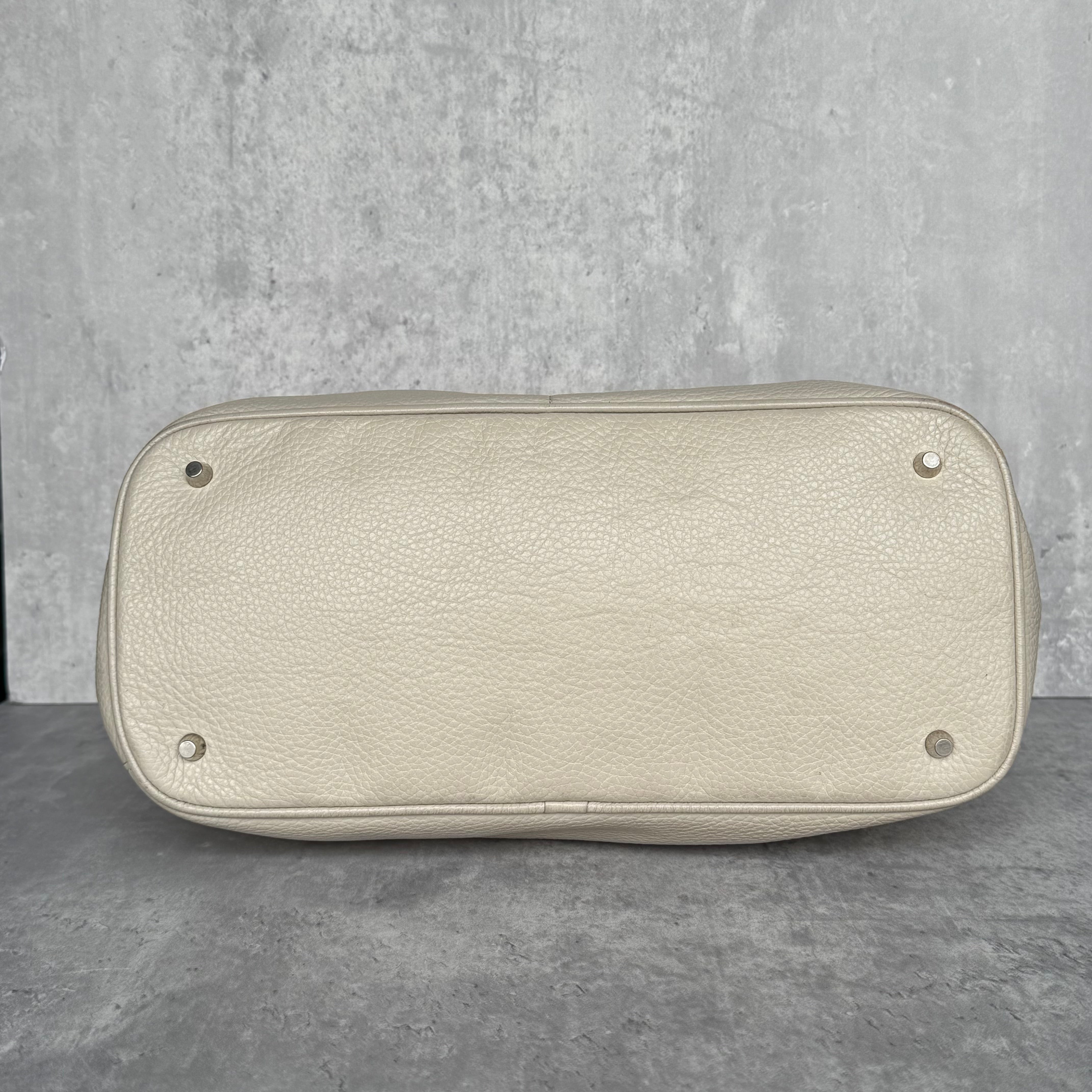 Furla White Pebbled Leather Tote Bag White