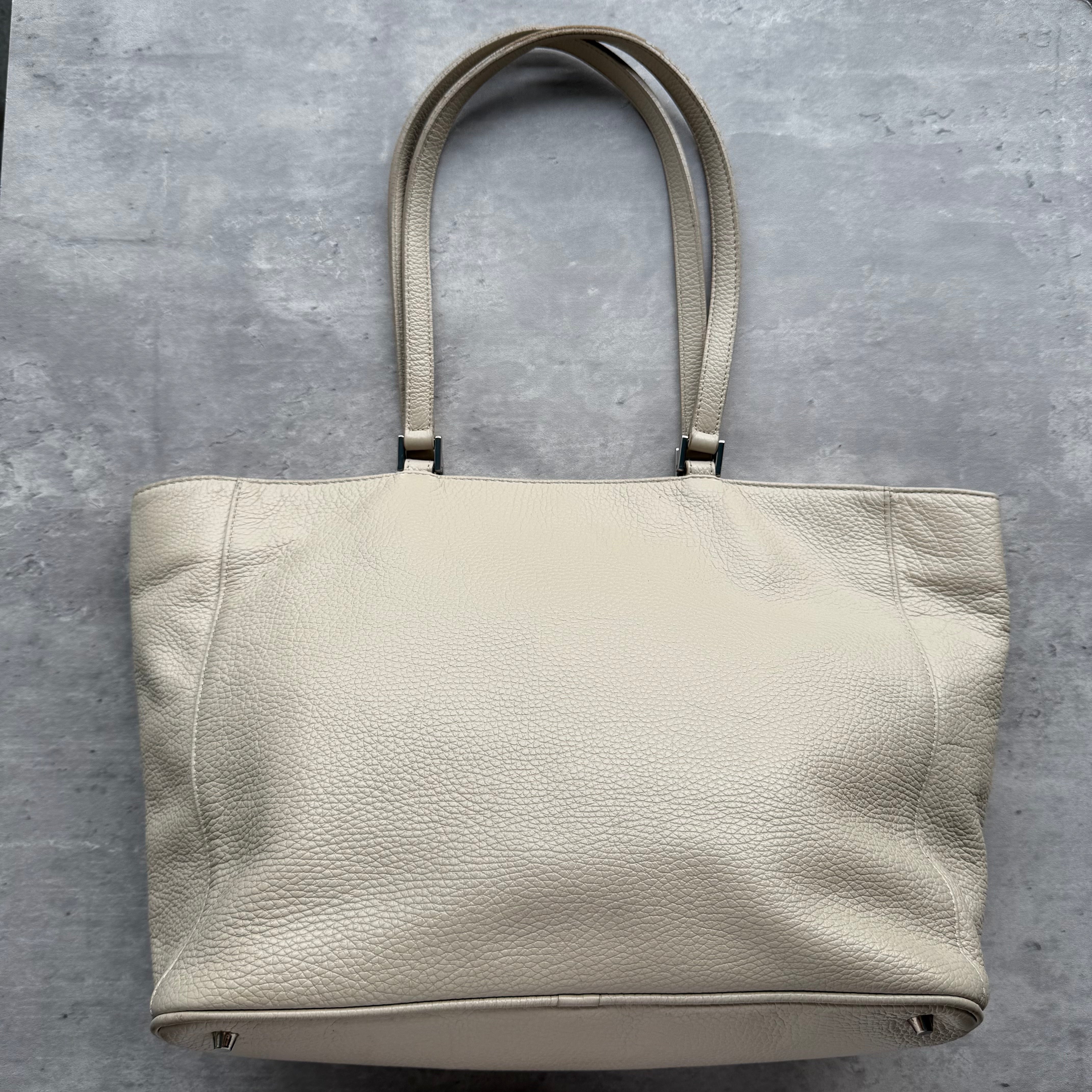Furla White Pebbled Leather Tote Bag White