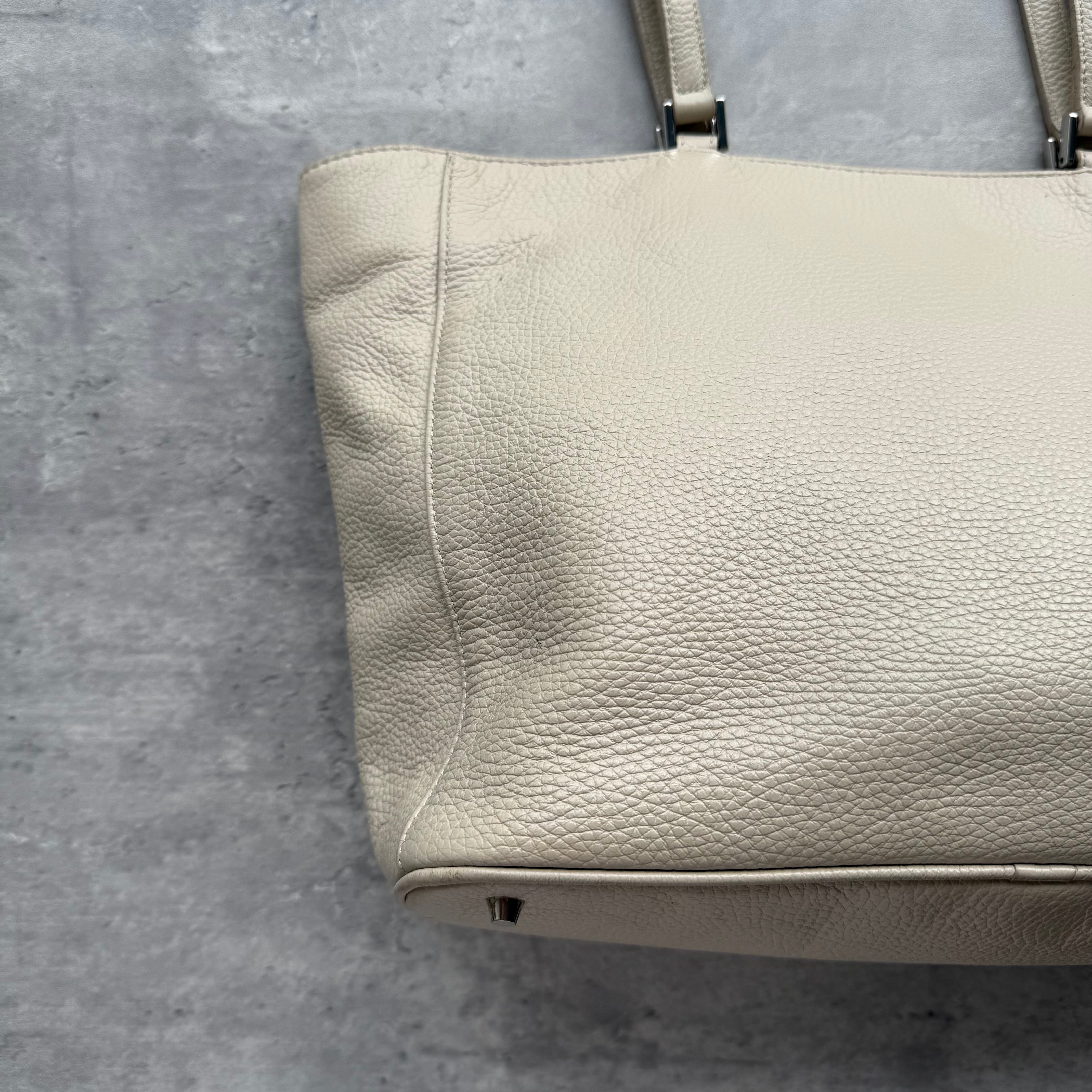 Furla White Pebbled Leather Tote Bag White