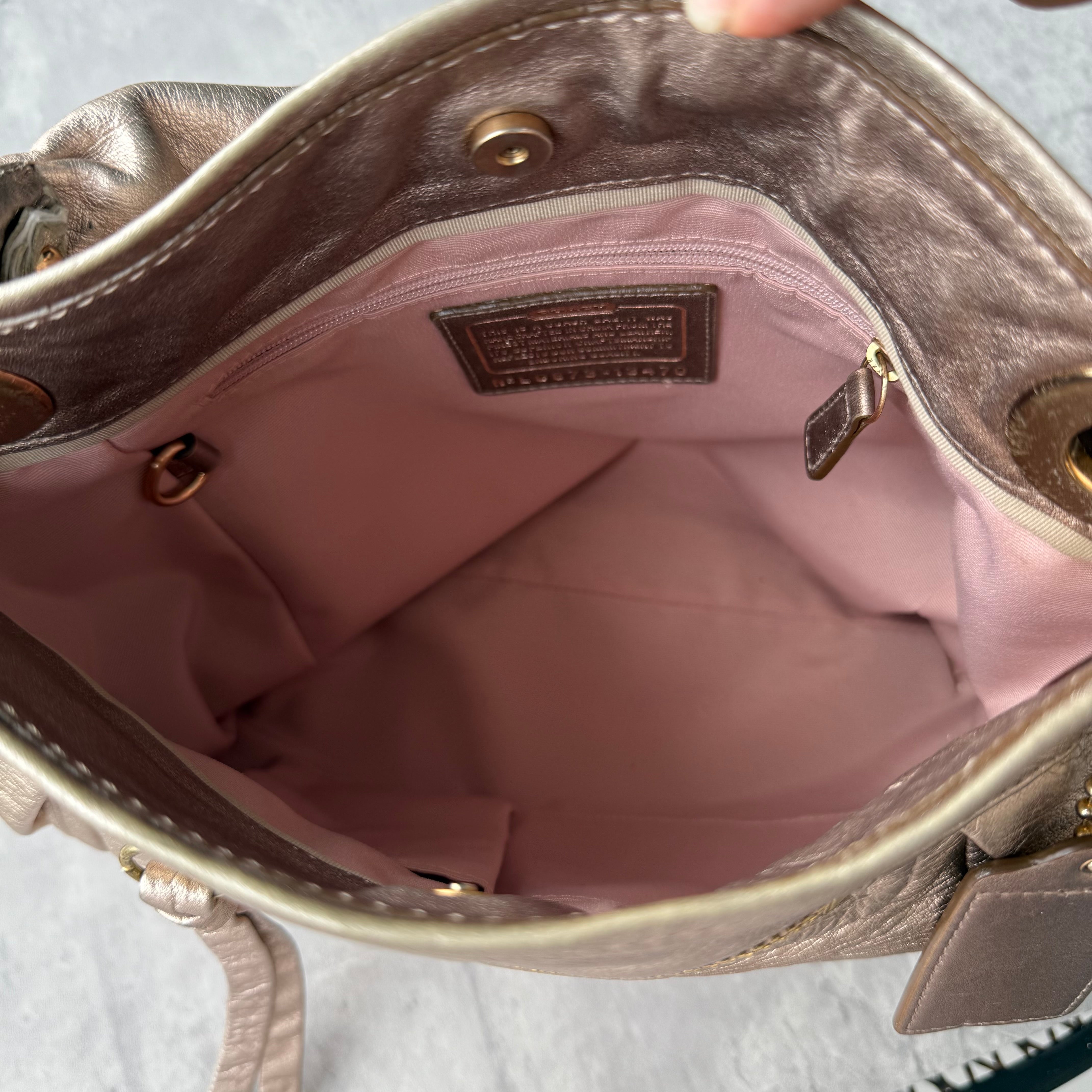 Coach 2Way Leather Parker Hobo ShoulderBag Metallic Rose Gold