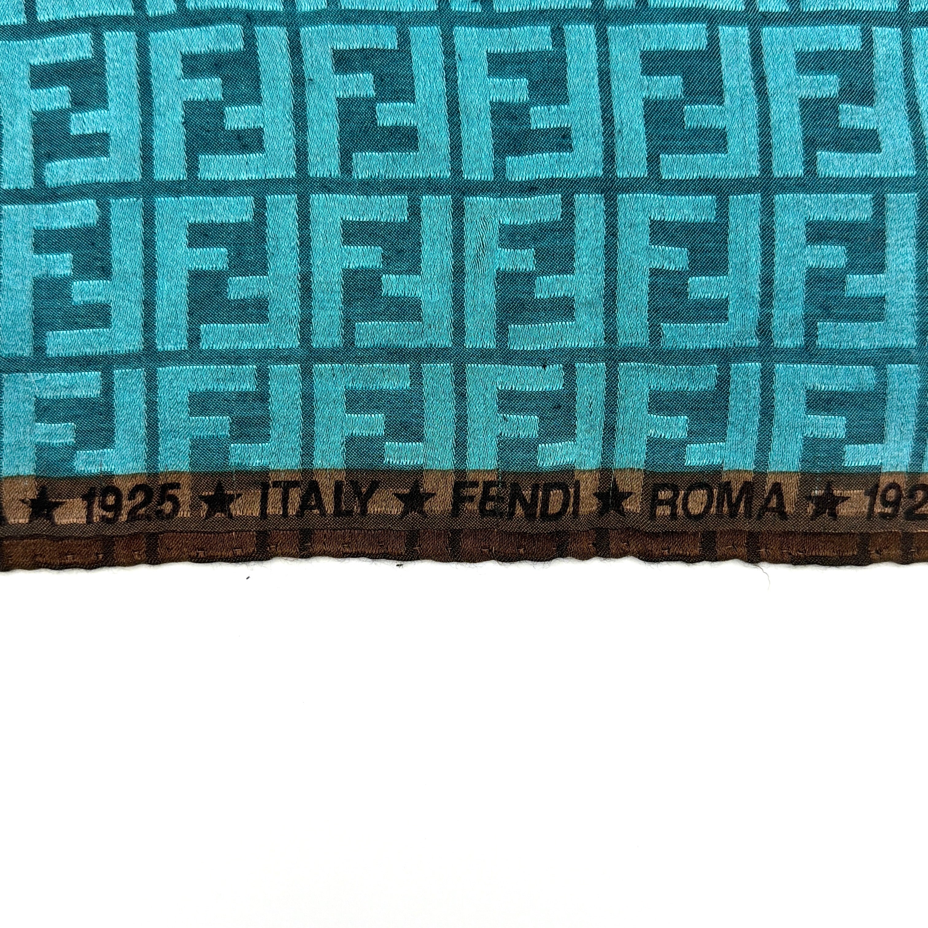 Fendi FF Zucca Monogram Silk Scarf Aqua/Brown