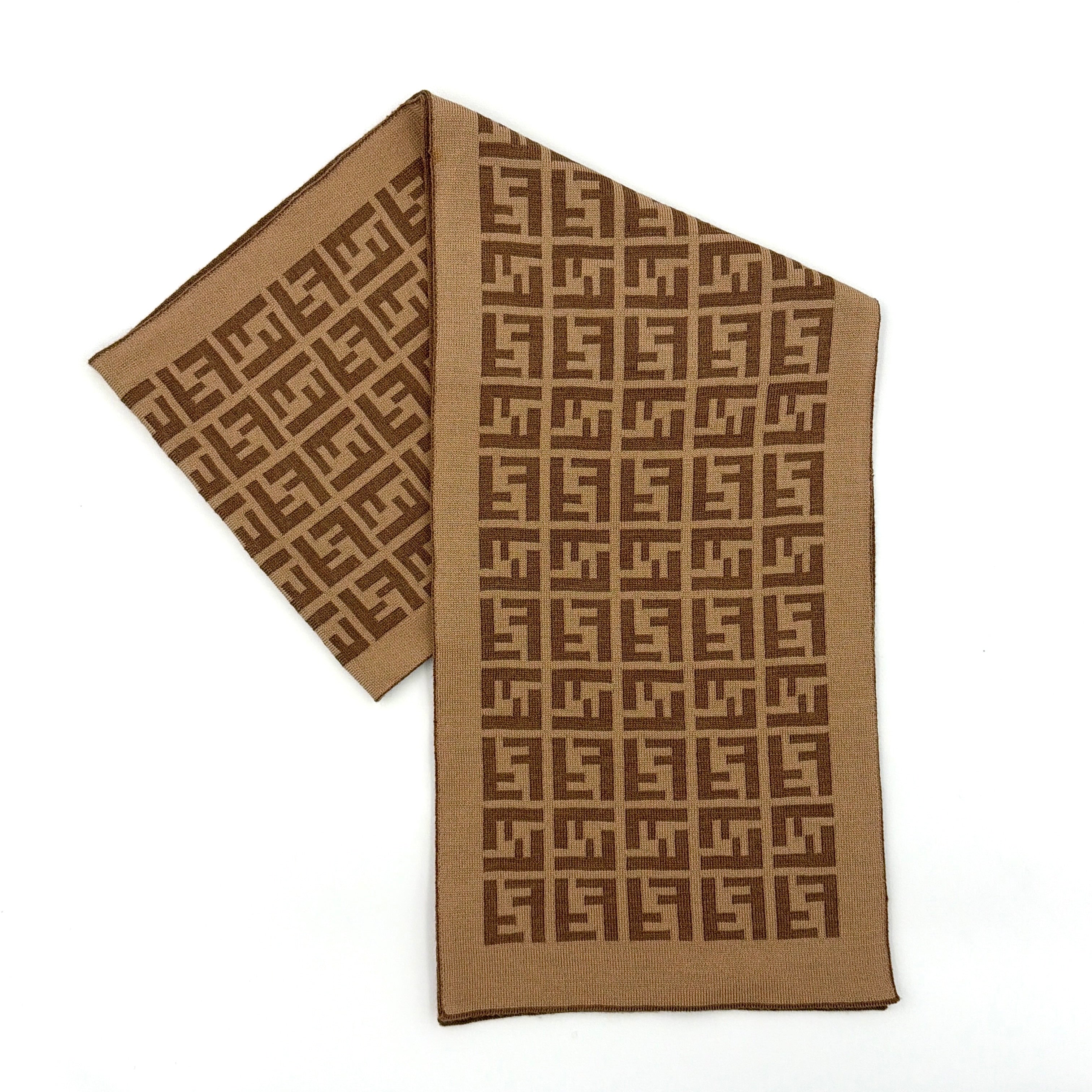 Fendi FF Wool Scarf Brown/Beige