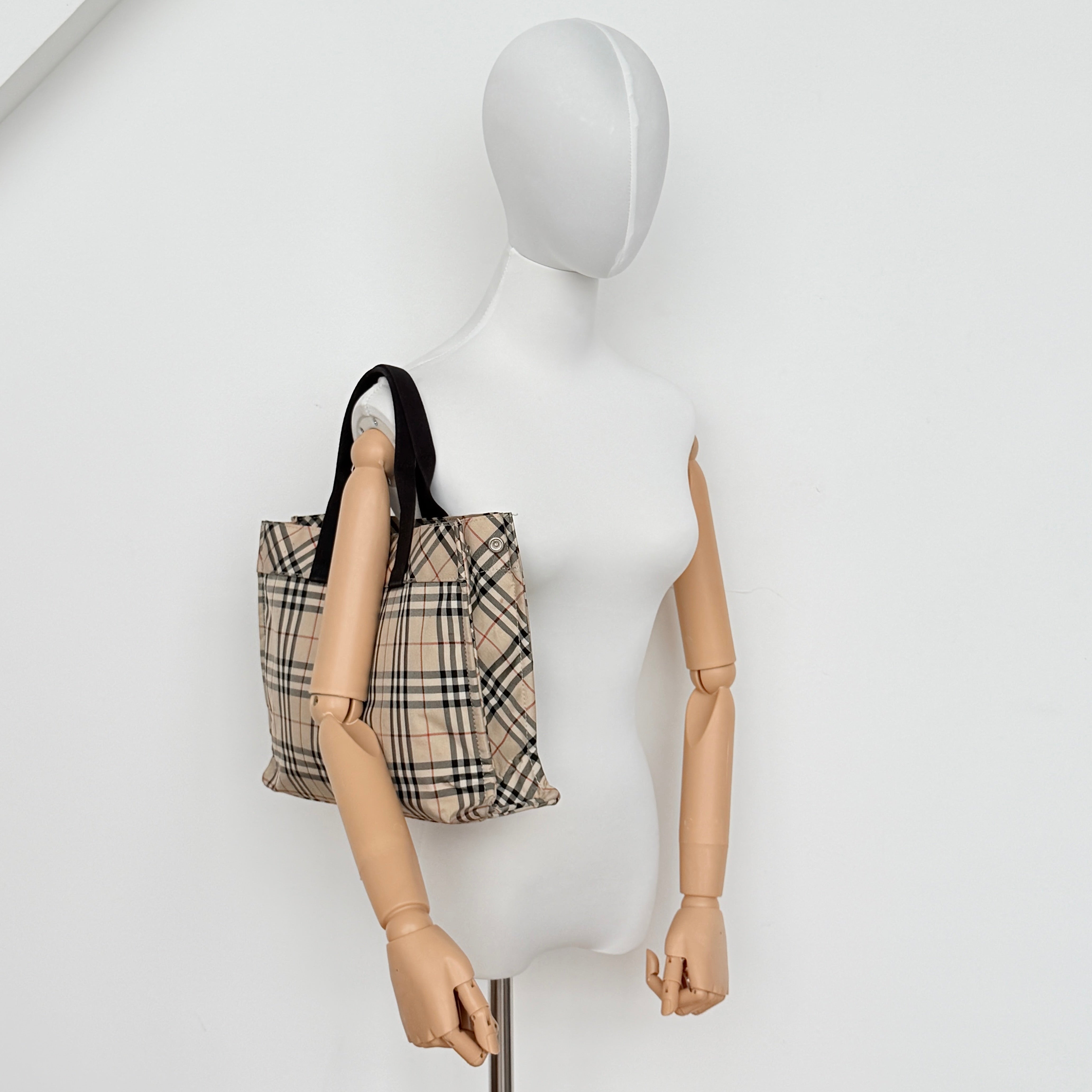 Burberry Blue Label Nova Check Tote Bag Beige
