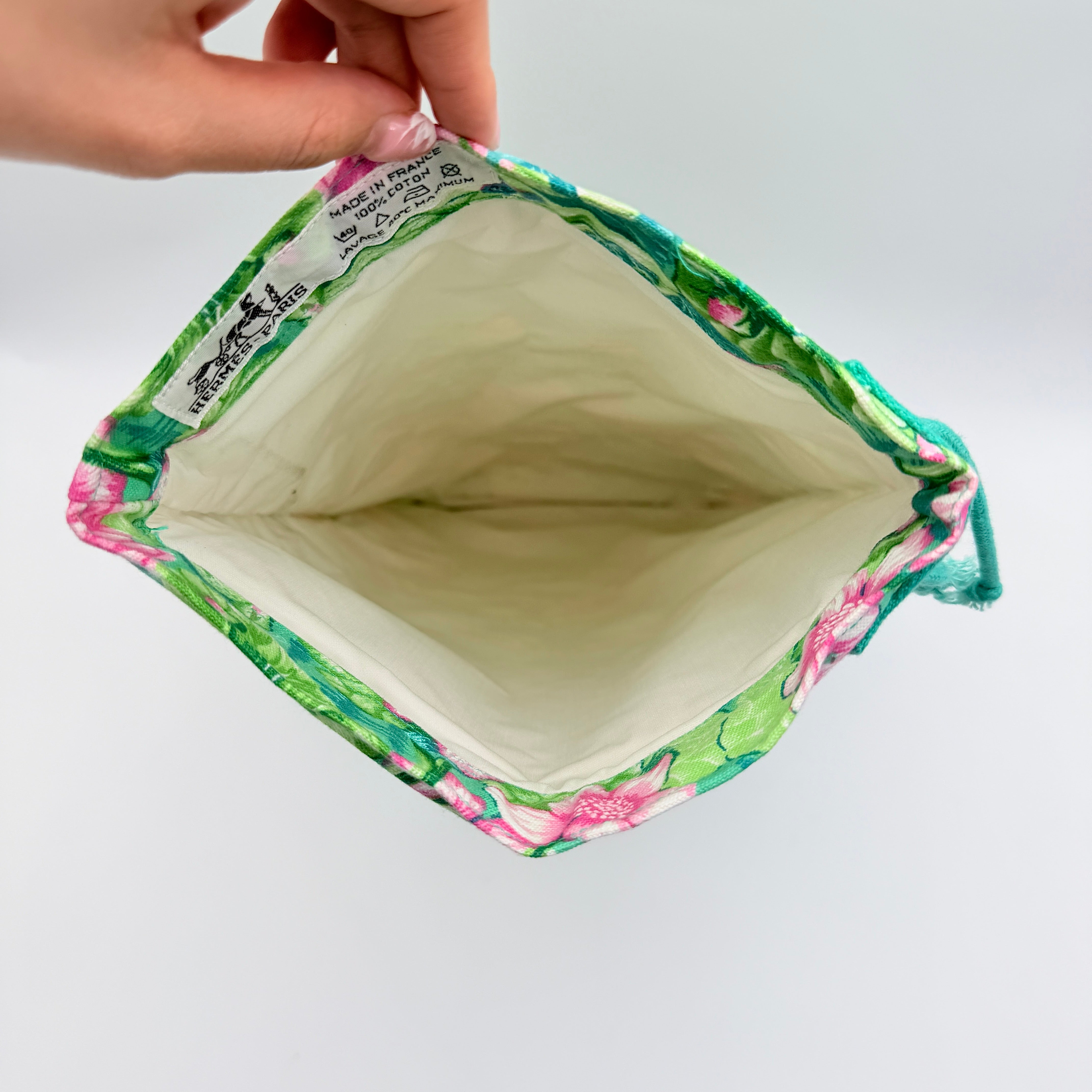 Hermès Frog Lily Pad Drawstring Pouch Green