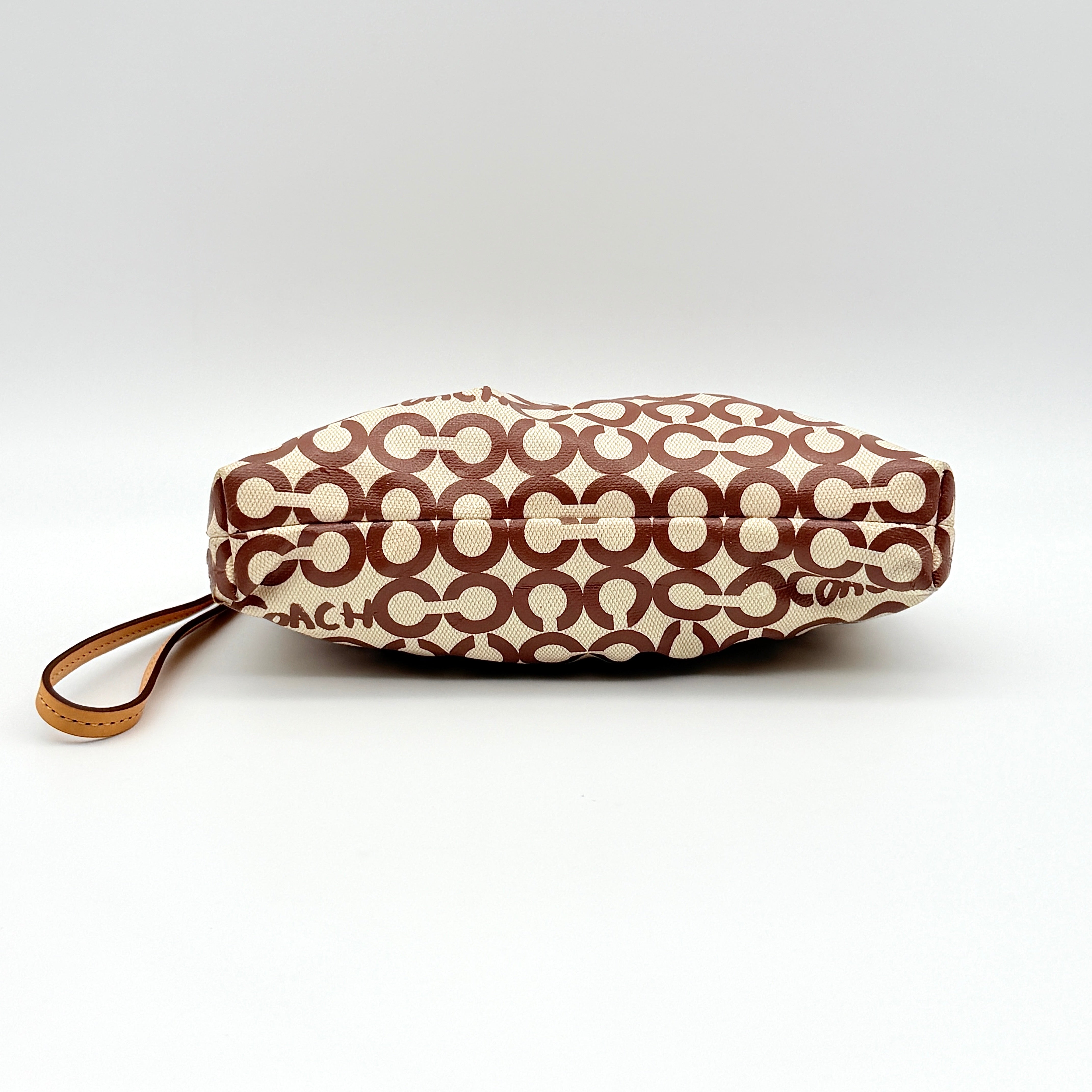 Coach Signature Op Art Wristlet Brown/Cream